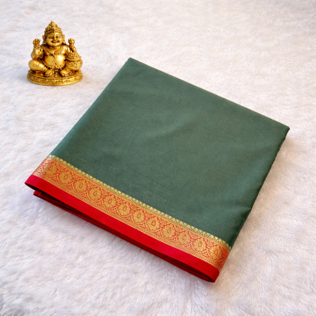 Semi Mysore Silk Saree Small Contrast Border