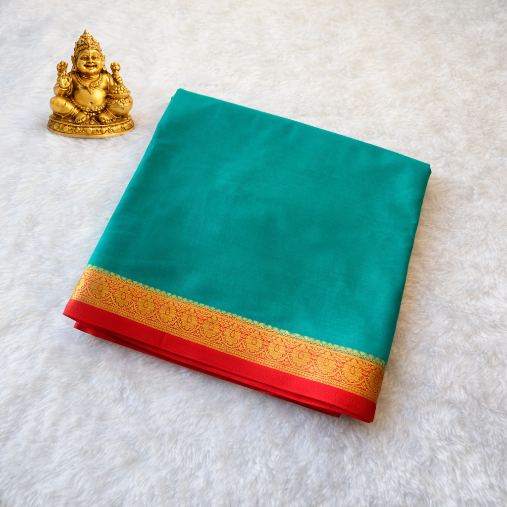 Semi Mysore Silk Saree Small Contrast Border