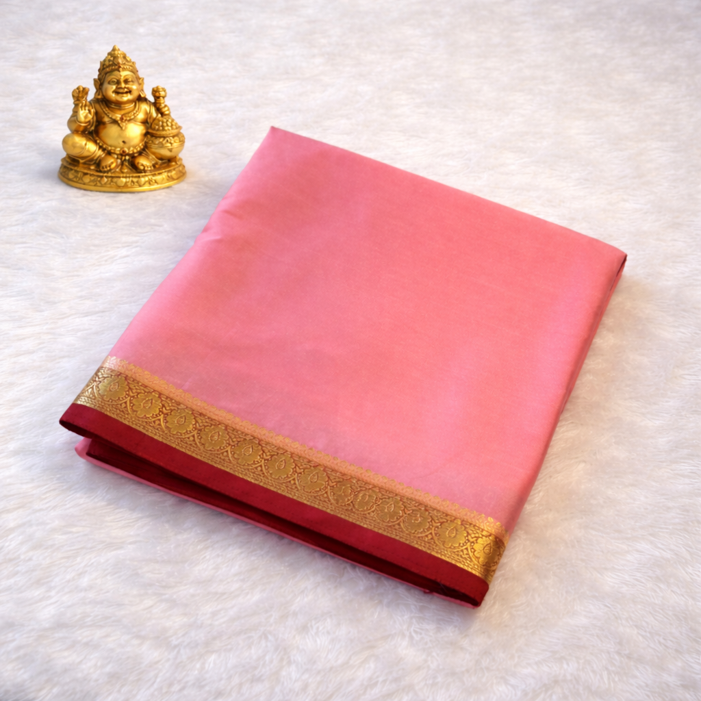 Semi Mysore Silk Saree Small Contrast Border