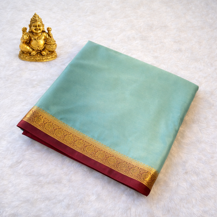 Semi Mysore Silk Saree Small Contrast Border