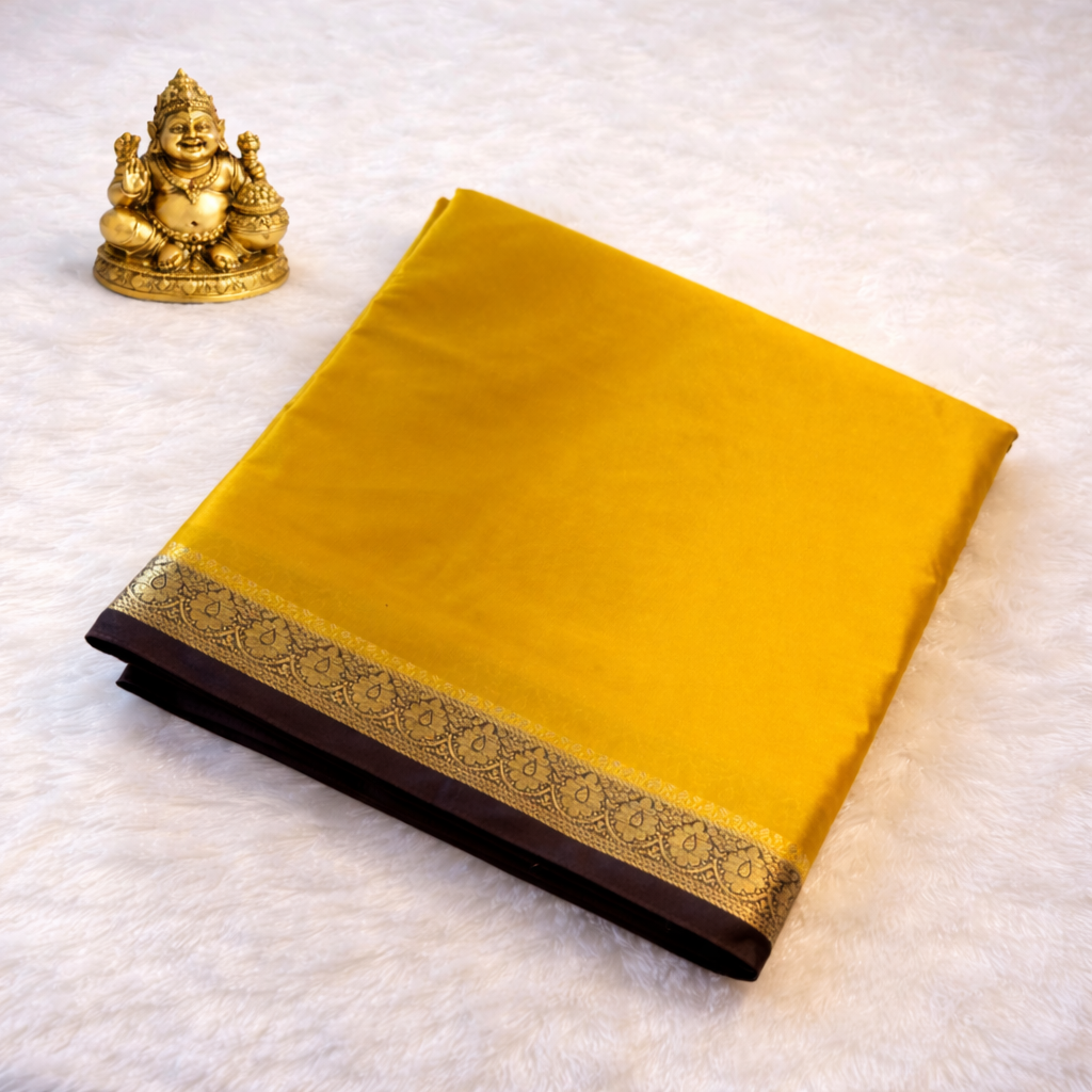 Semi Mysore Silk Saree Small Contrast Border