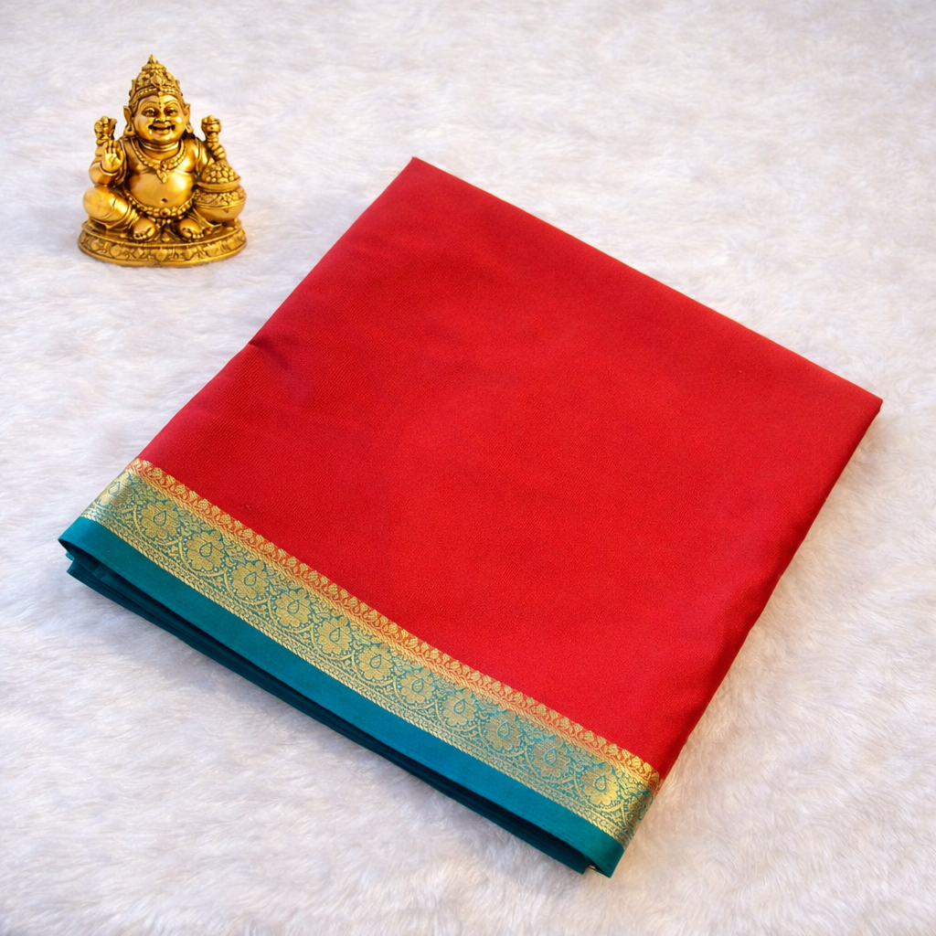 Semi Mysore Silk Saree Small Contrast Border