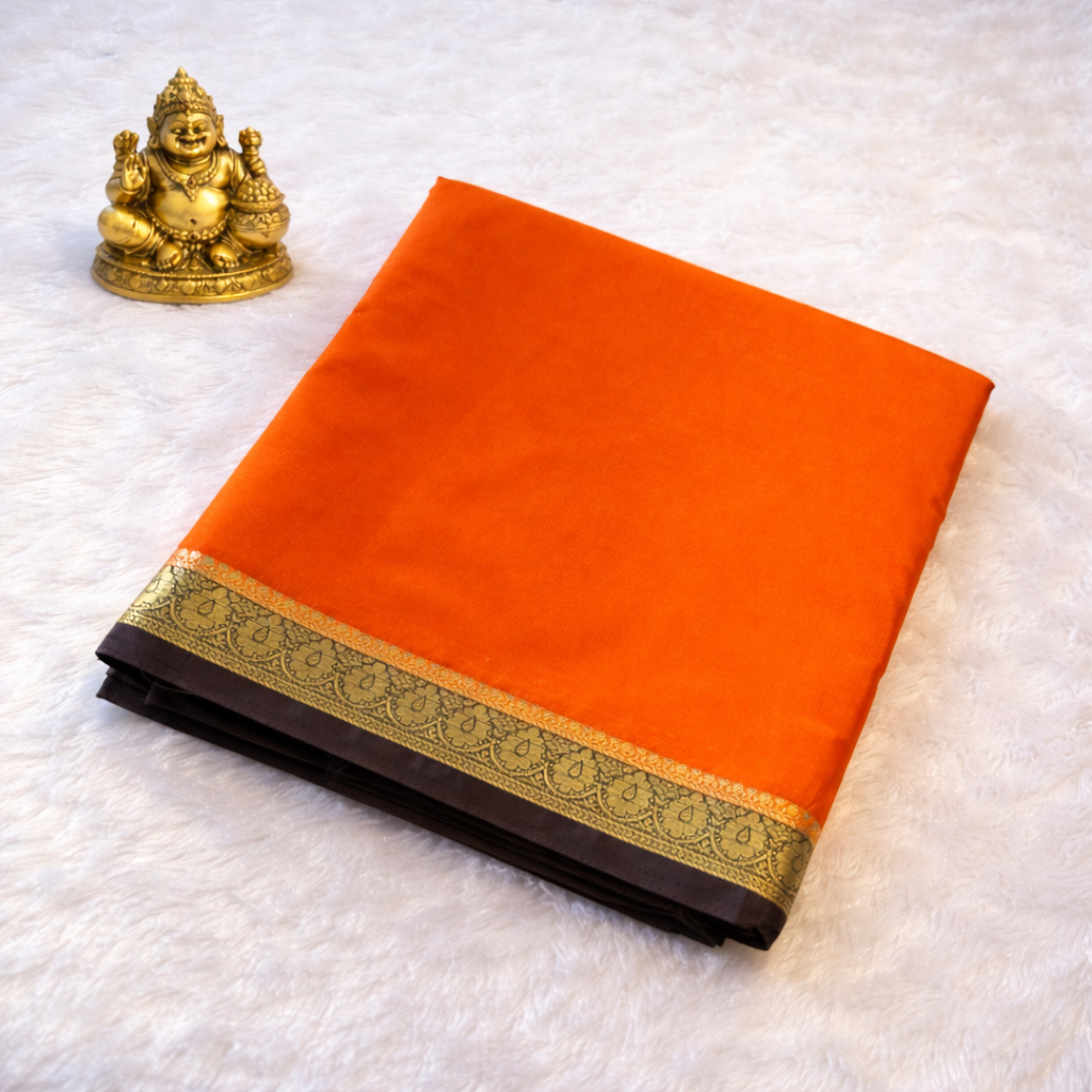 Semi Mysore Silk Saree Small Contrast Border