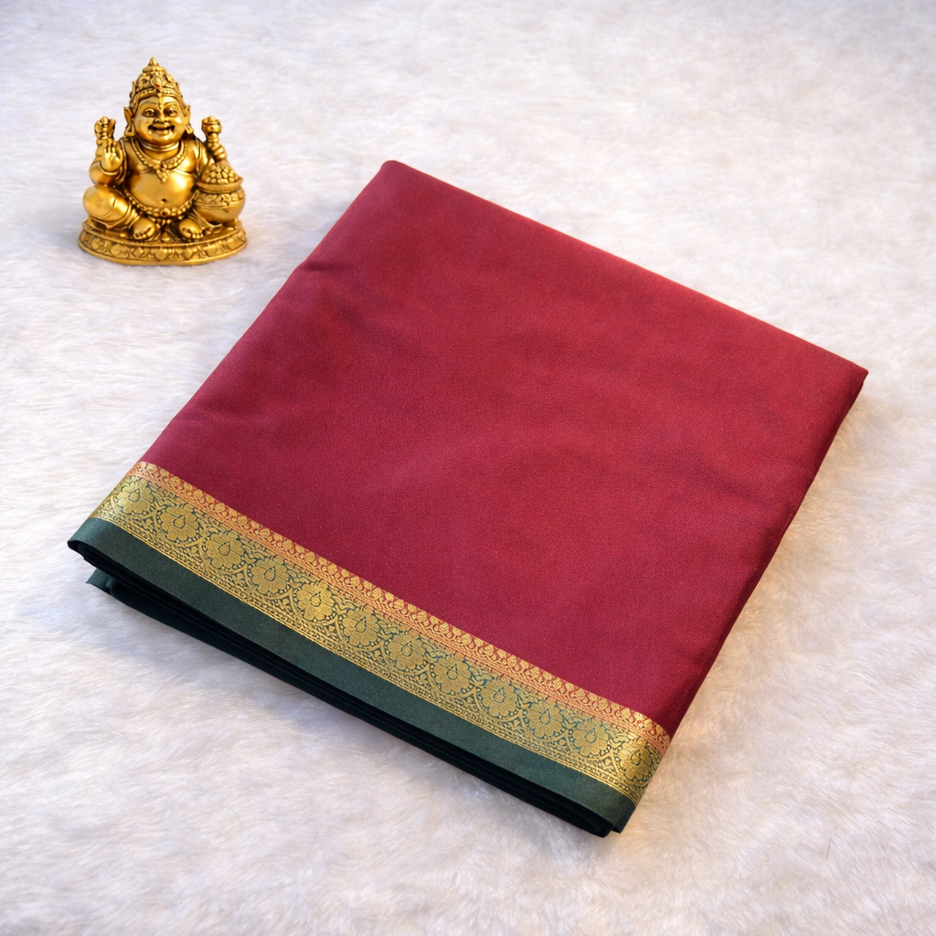 Semi Mysore Silk Saree Small Contrast Border