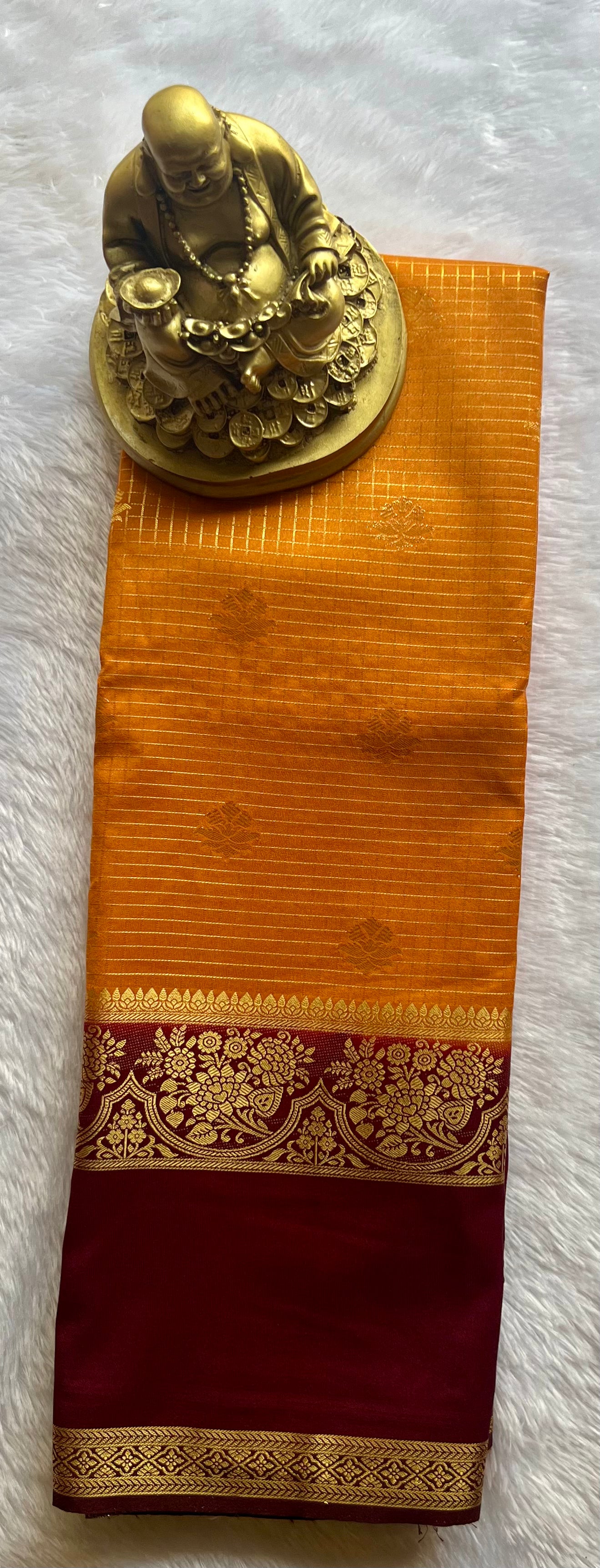 Semi Mysore Silk Small Checks body Betex flower Border