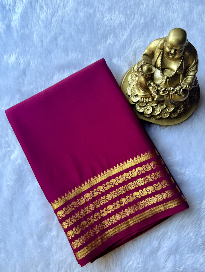 Semi Mysore Silk Mango Floral medium Border Self