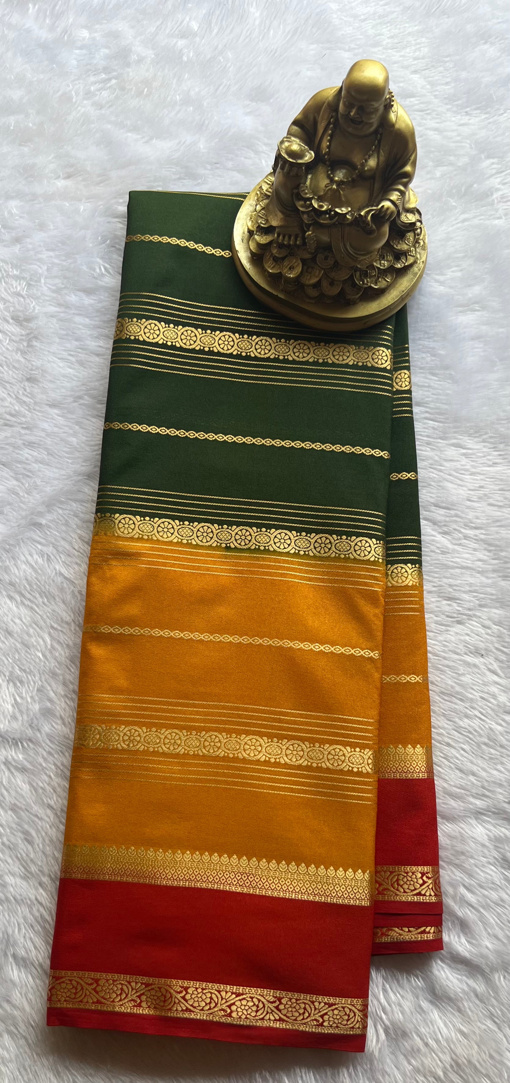 Semi Mysore Strips with Small Bentex Border 3D, Washable