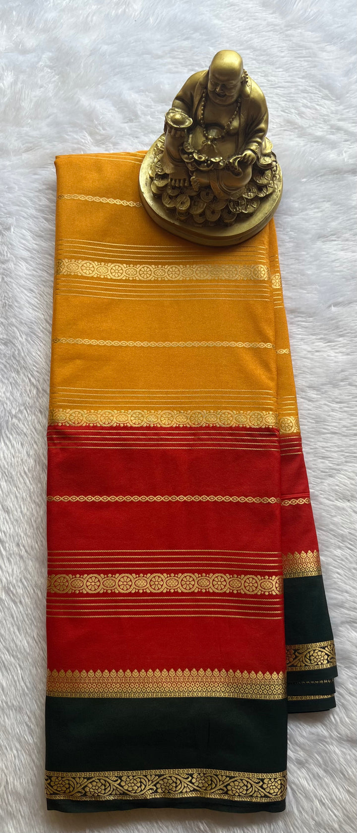 Semi Mysore Strips with Small Bentex Border 3D, Washable