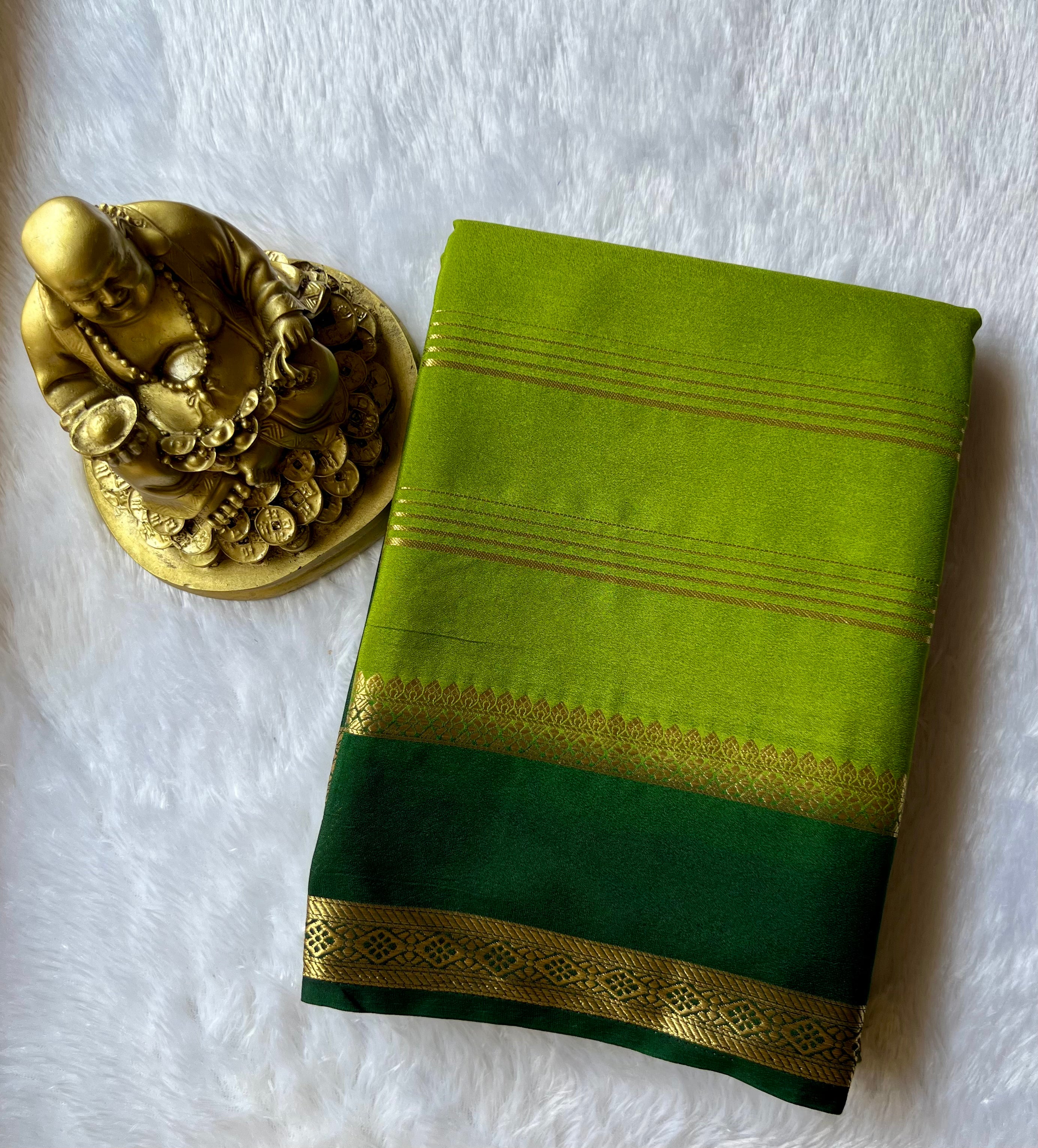 Semi Mysore Strips with Small Bentex Border Contrast, Washable