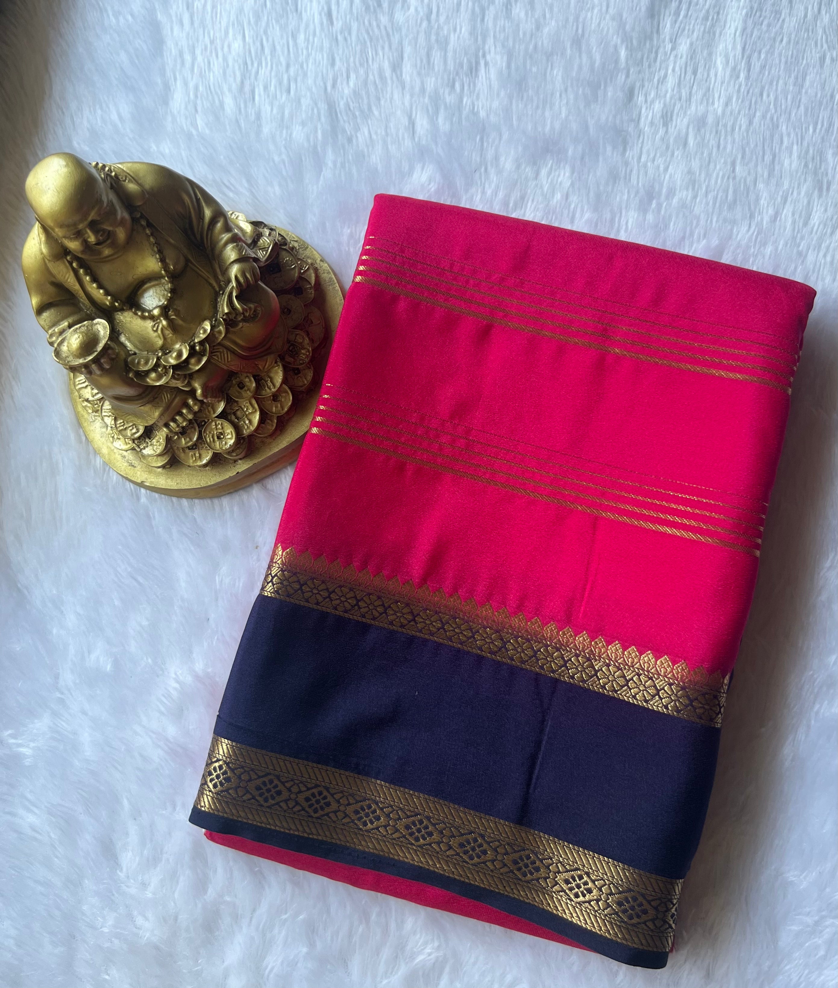 Semi Mysore Strips with Small Bentex Border Contrast, Washable