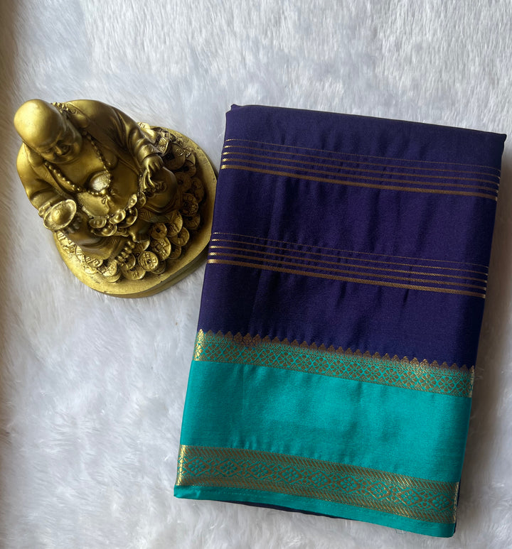 Semi Mysore Strips with Small Bentex Border Contrast, Washable