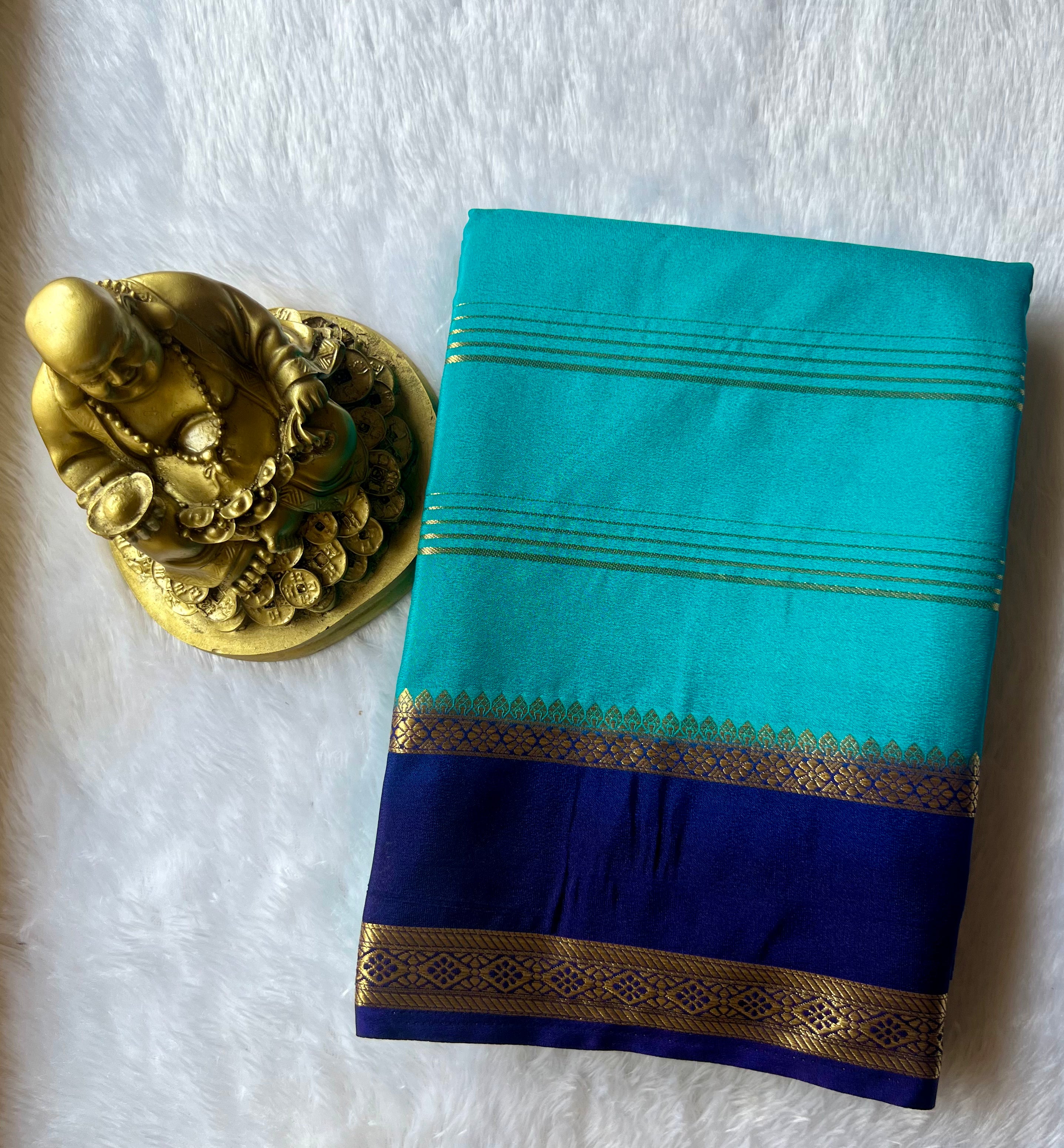 Semi Mysore Strips with Small Bentex Border Contrast, Washable