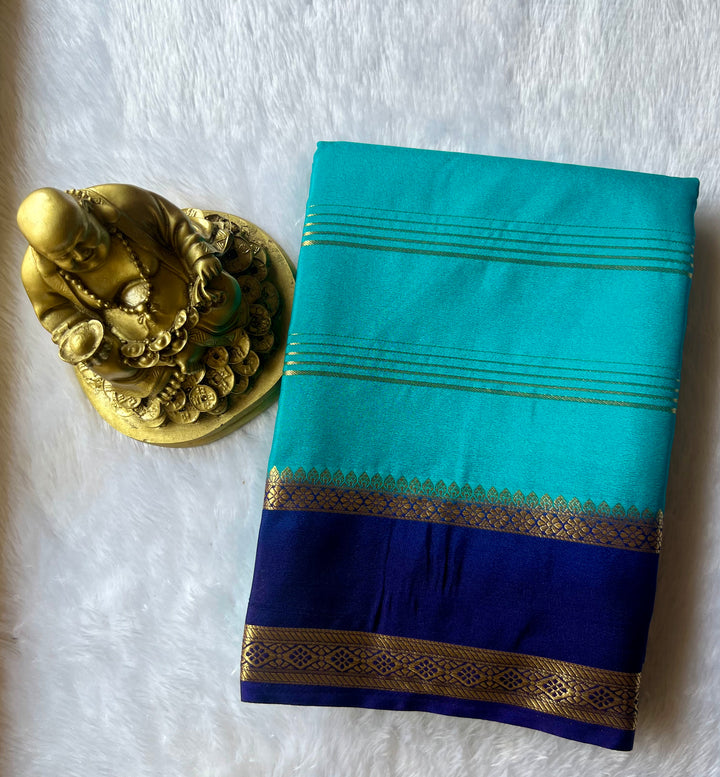 Semi Mysore Strips with Small Bentex Border Contrast, Washable