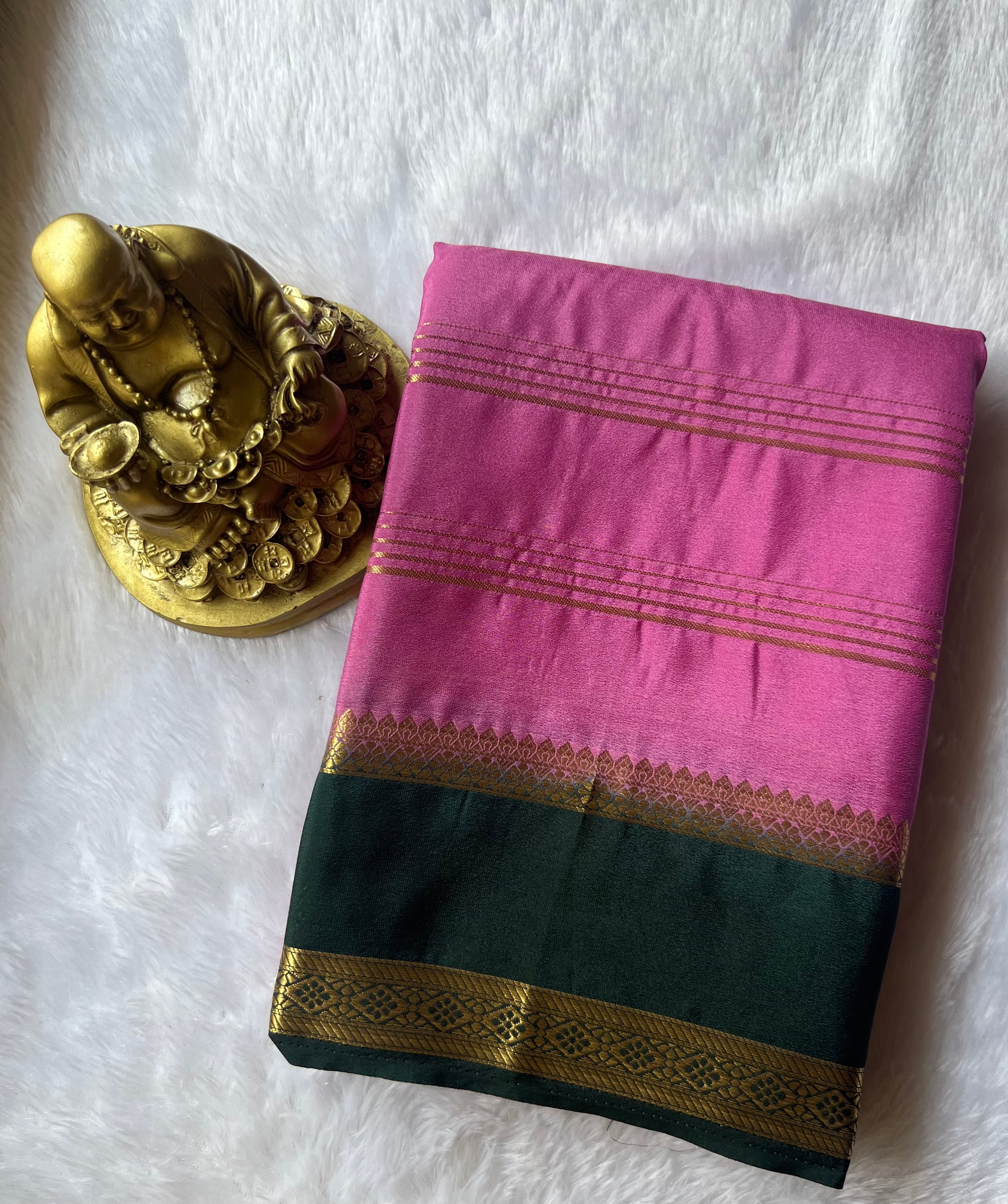 Semi Mysore Strips with Small Bentex Border Contrast, Washable