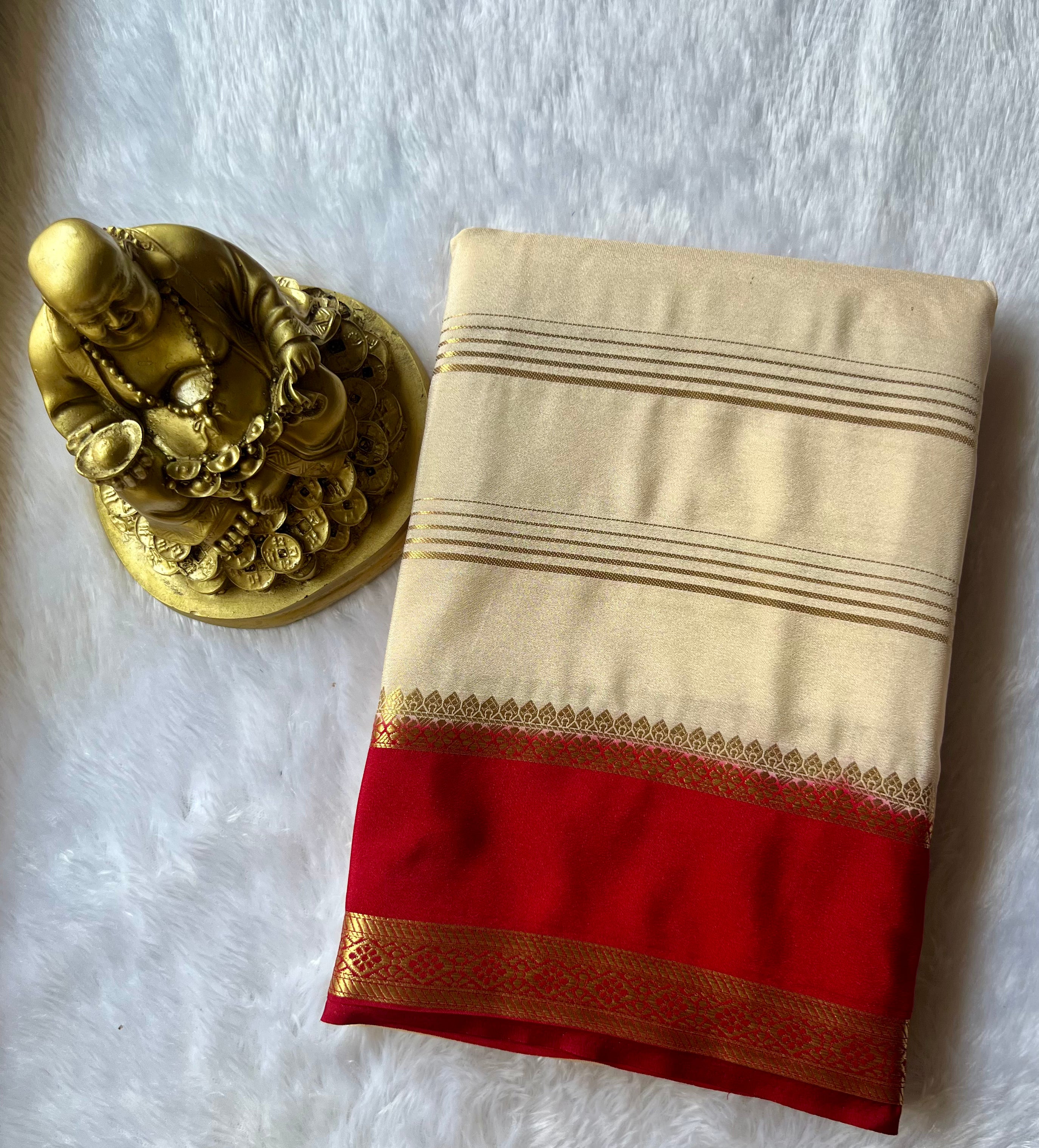 Semi Mysore Strips with Small Bentex Border Contrast, Washable