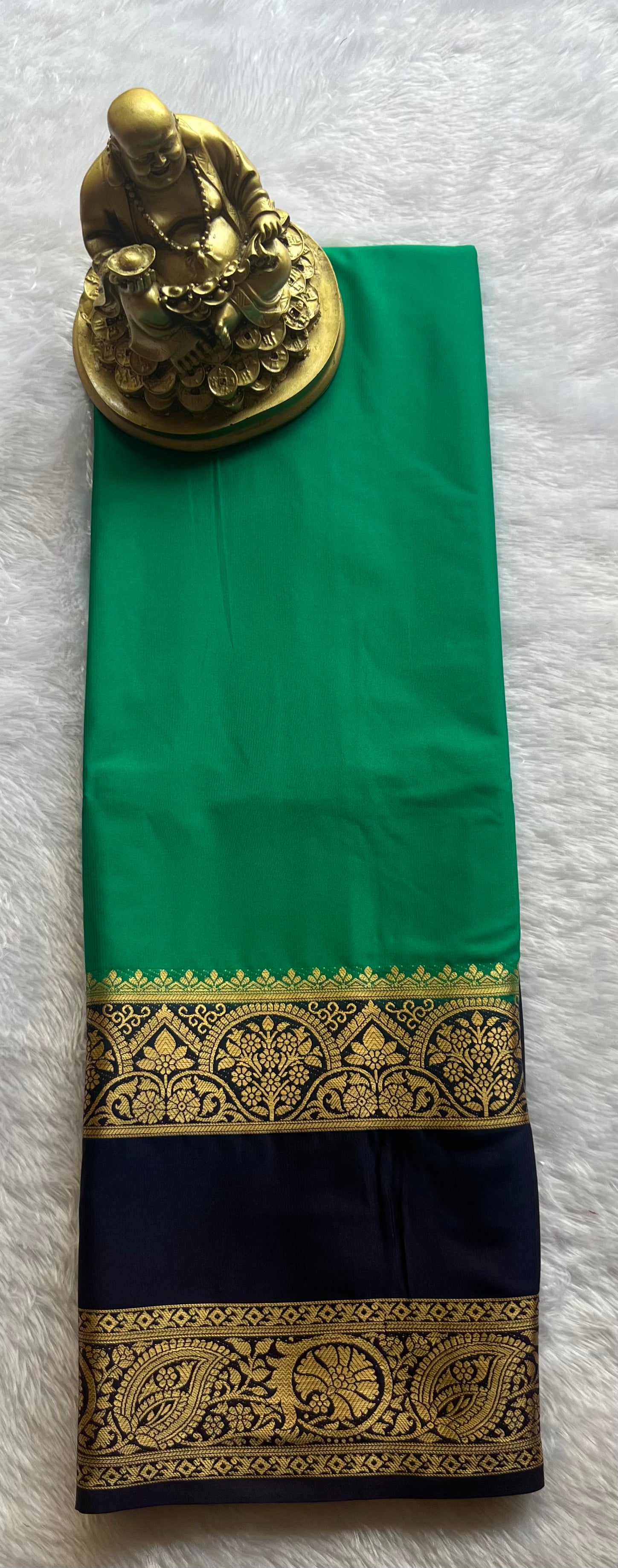 Semi Mysore Plain body Bentex flower Border Contrast