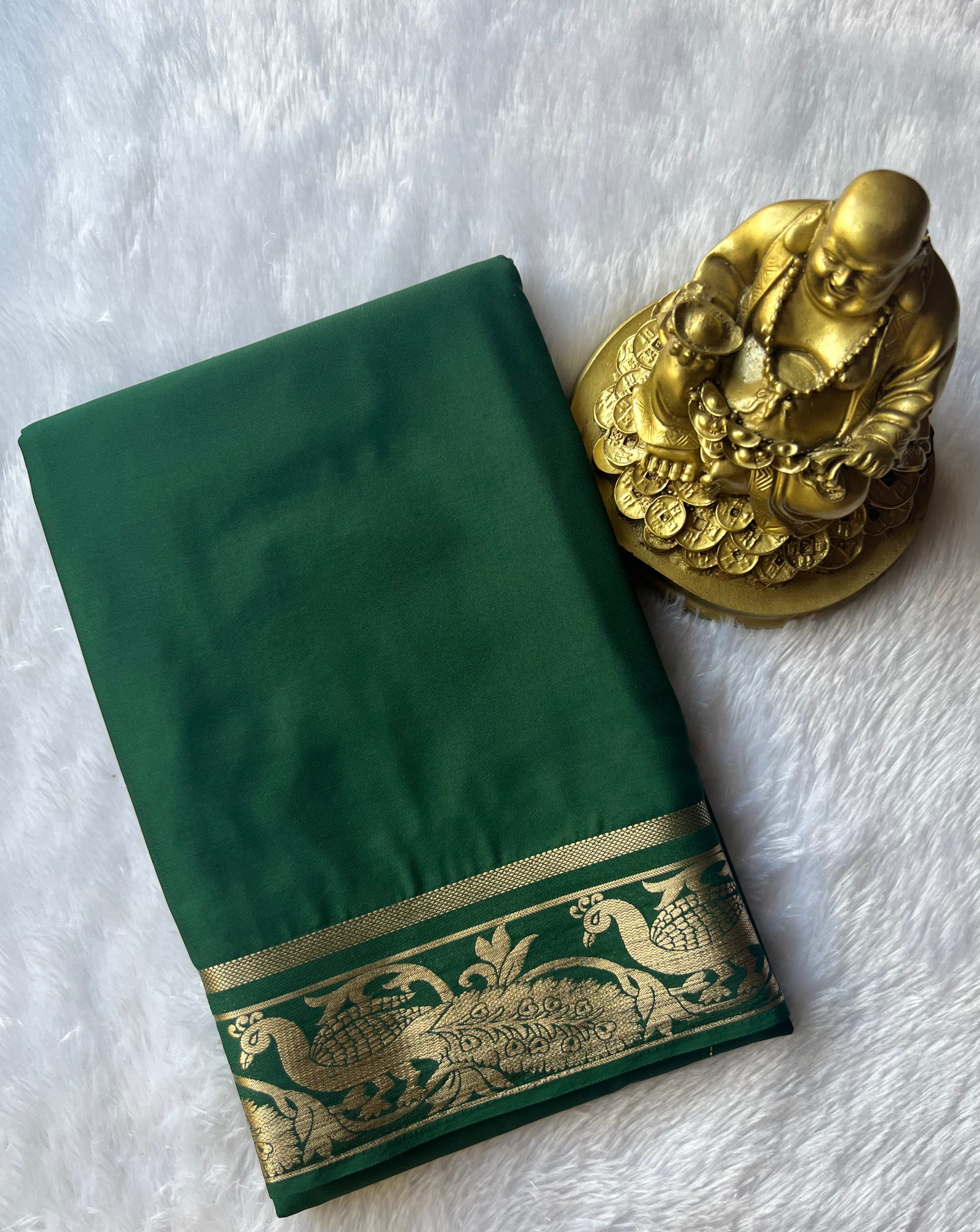 Semi Mysore Silk Mayura Border Self