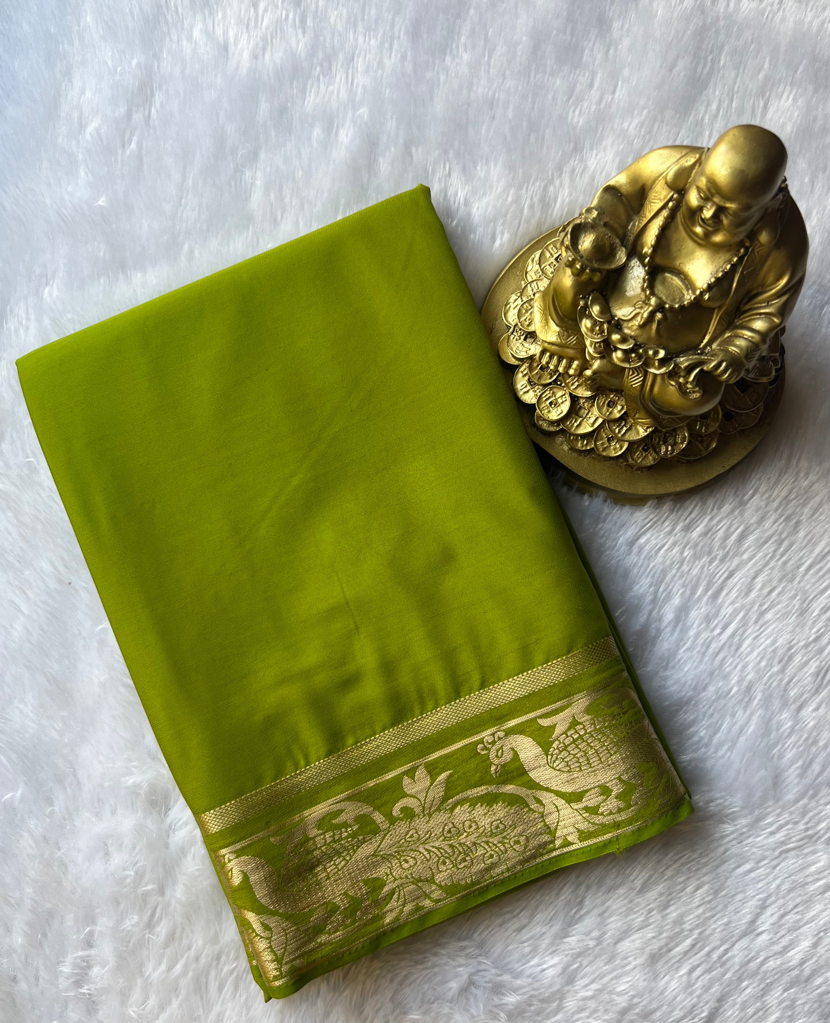 Semi Mysore Silk Mayura Border Self