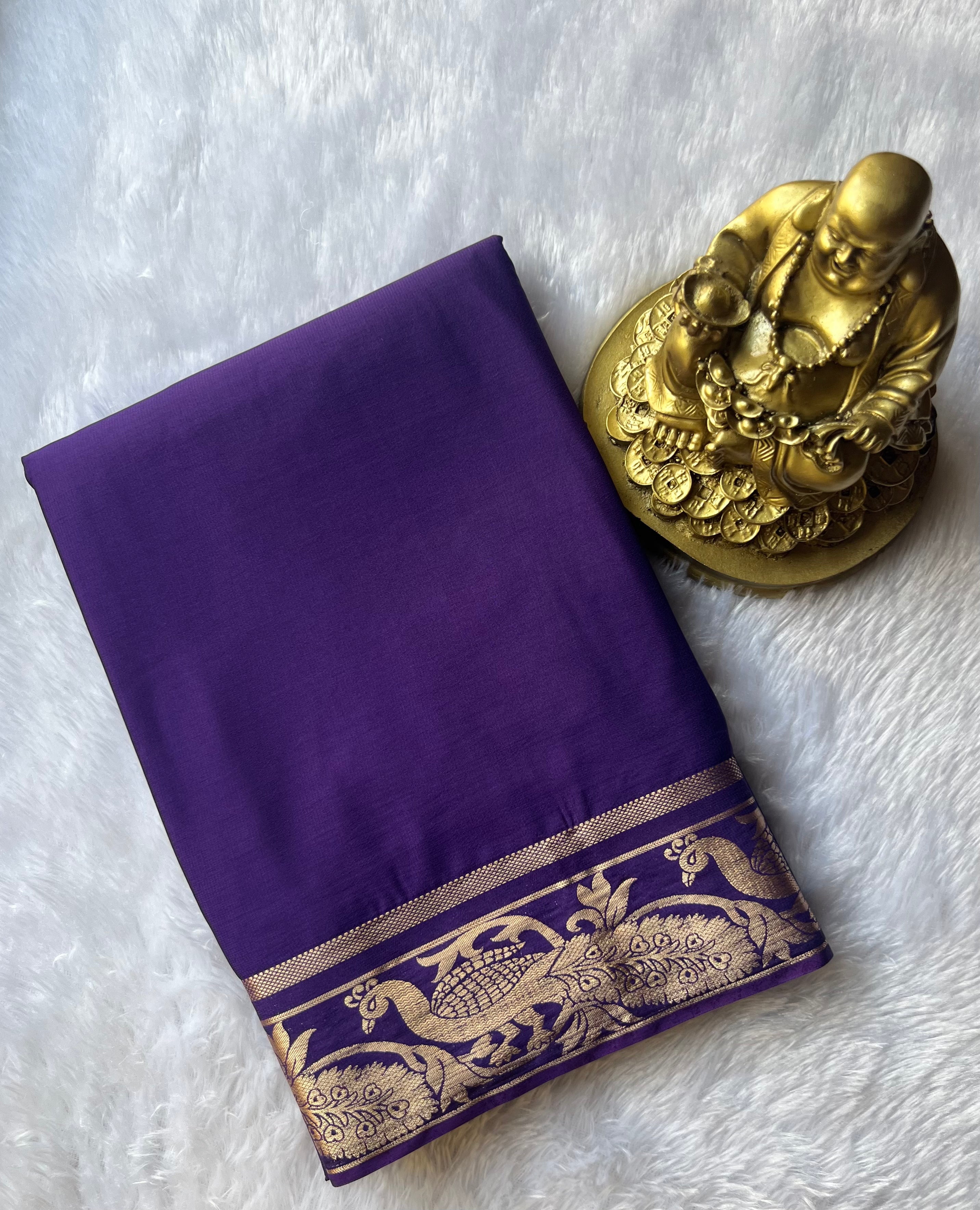 Semi Mysore Silk Mayura Border Self