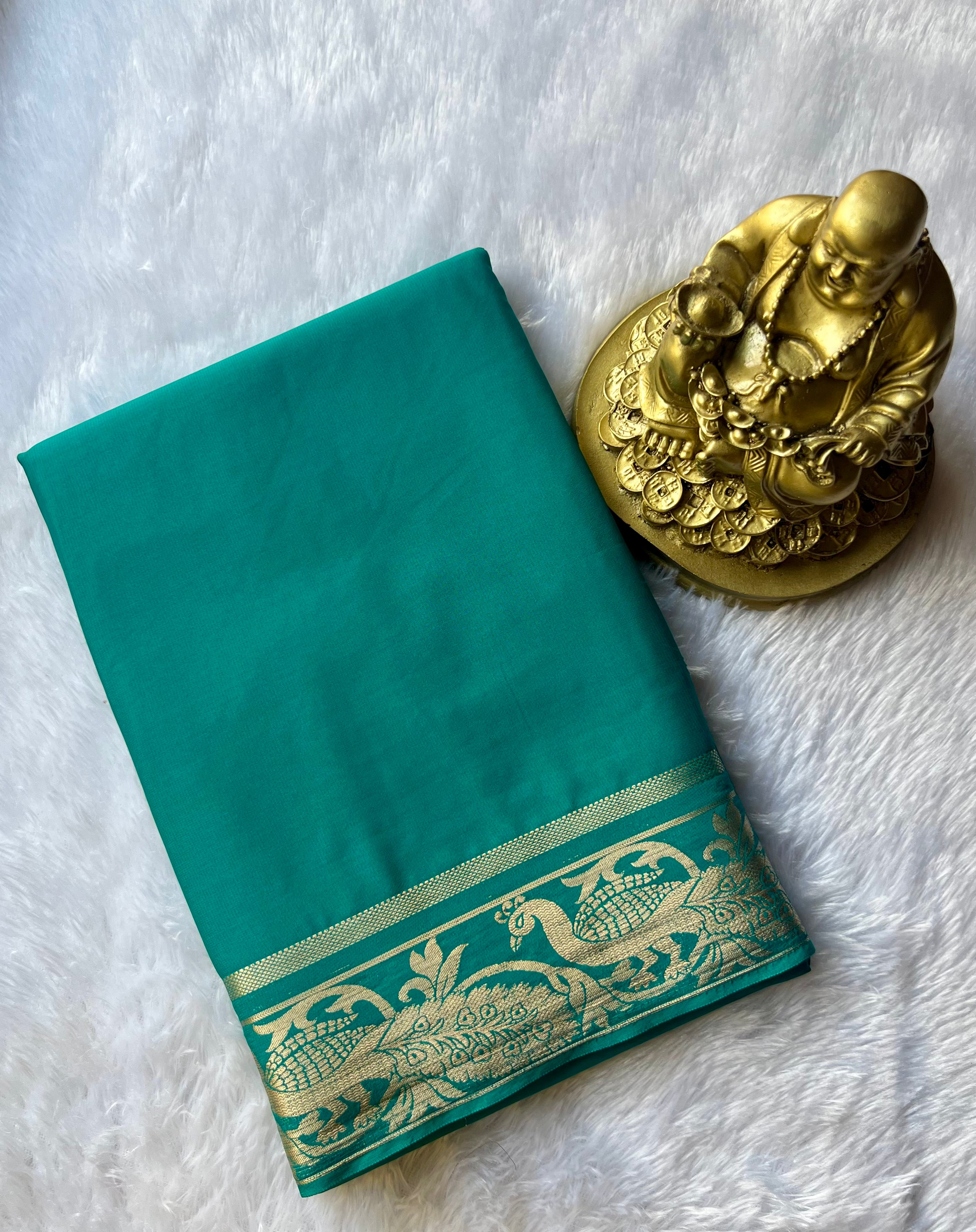 Semi Mysore Silk Mayura Border Self