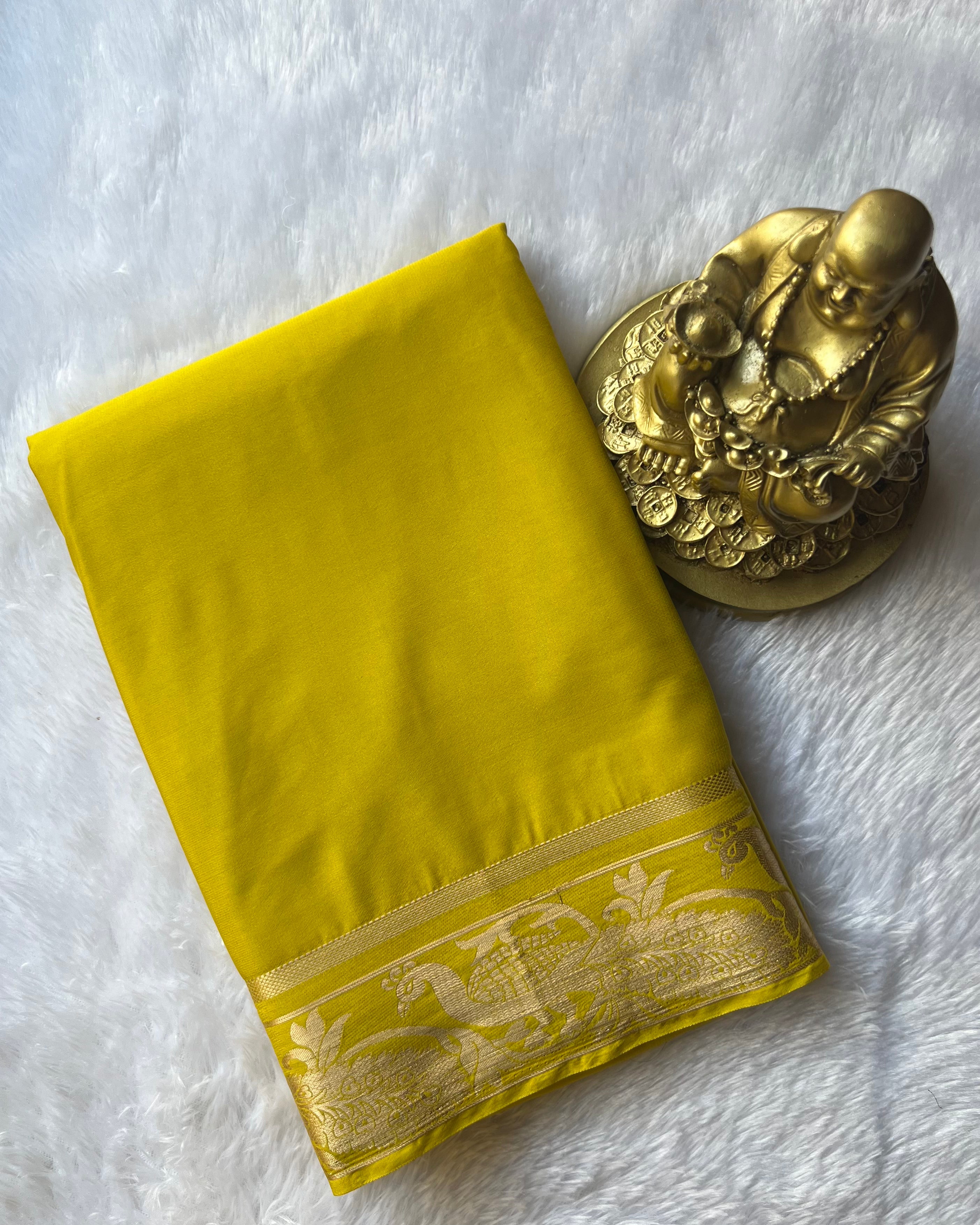 Semi Mysore Silk Mayura Border Self