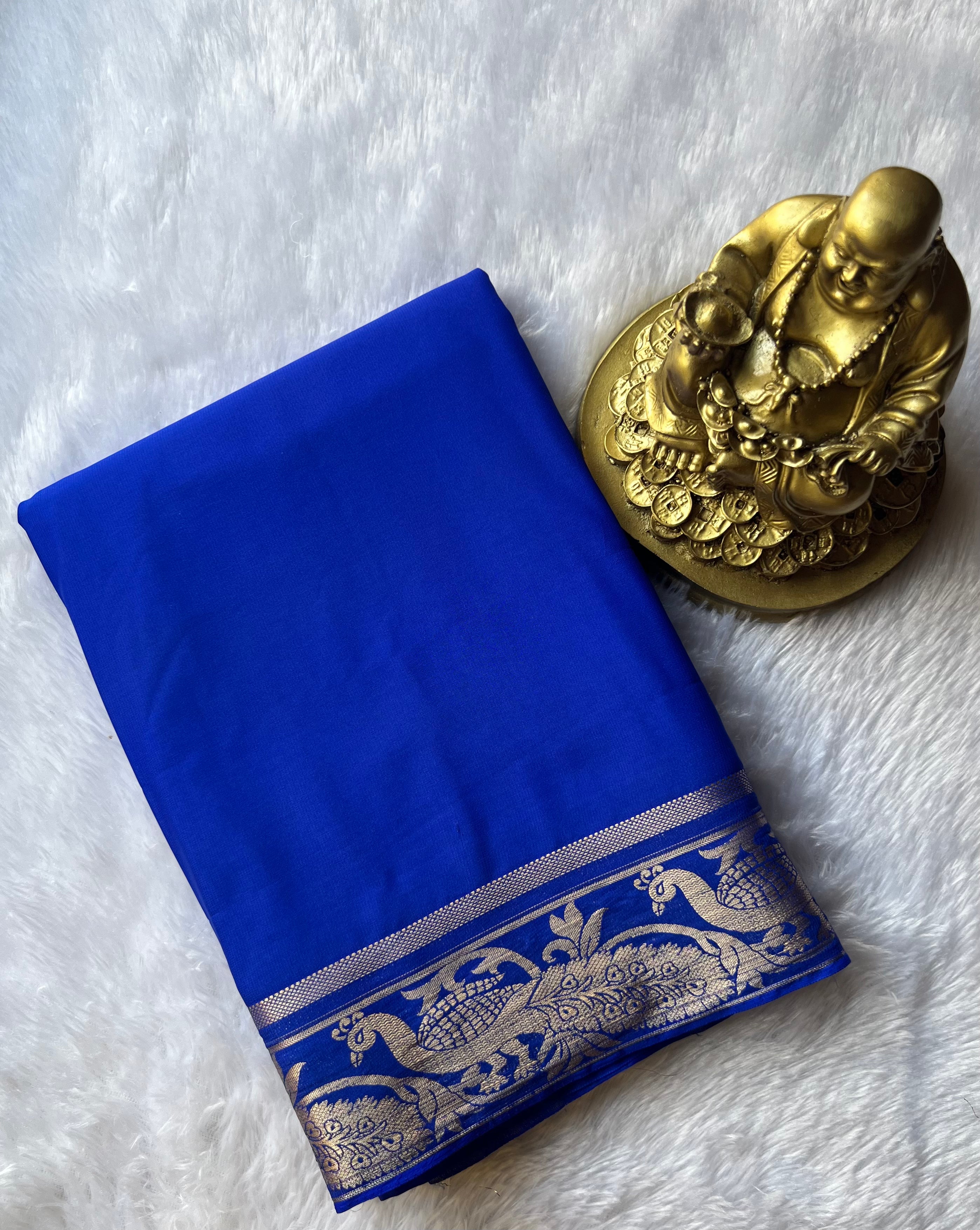 Semi Mysore Silk Mayura Border Self