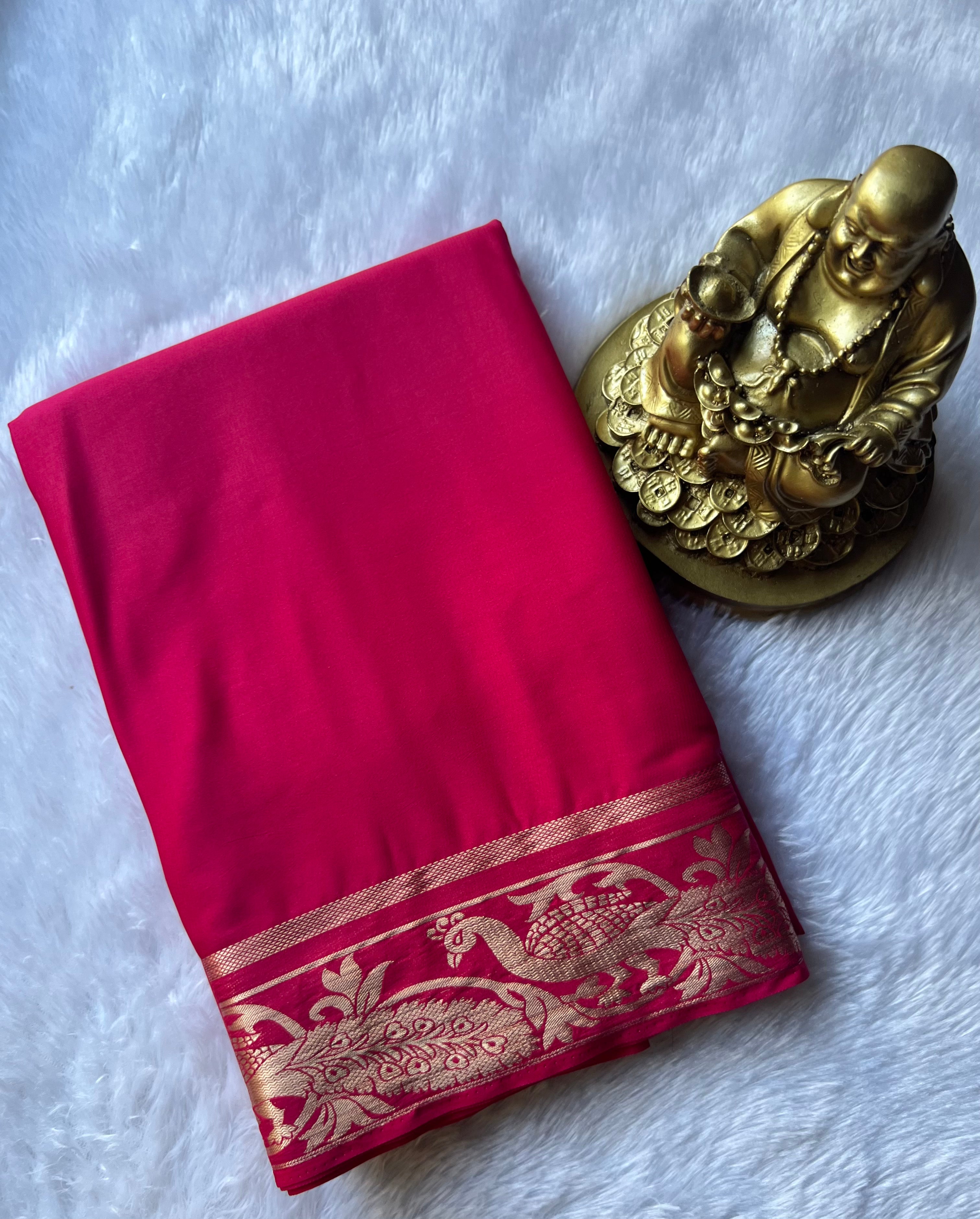 Semi Mysore Silk Mayura Border Self
