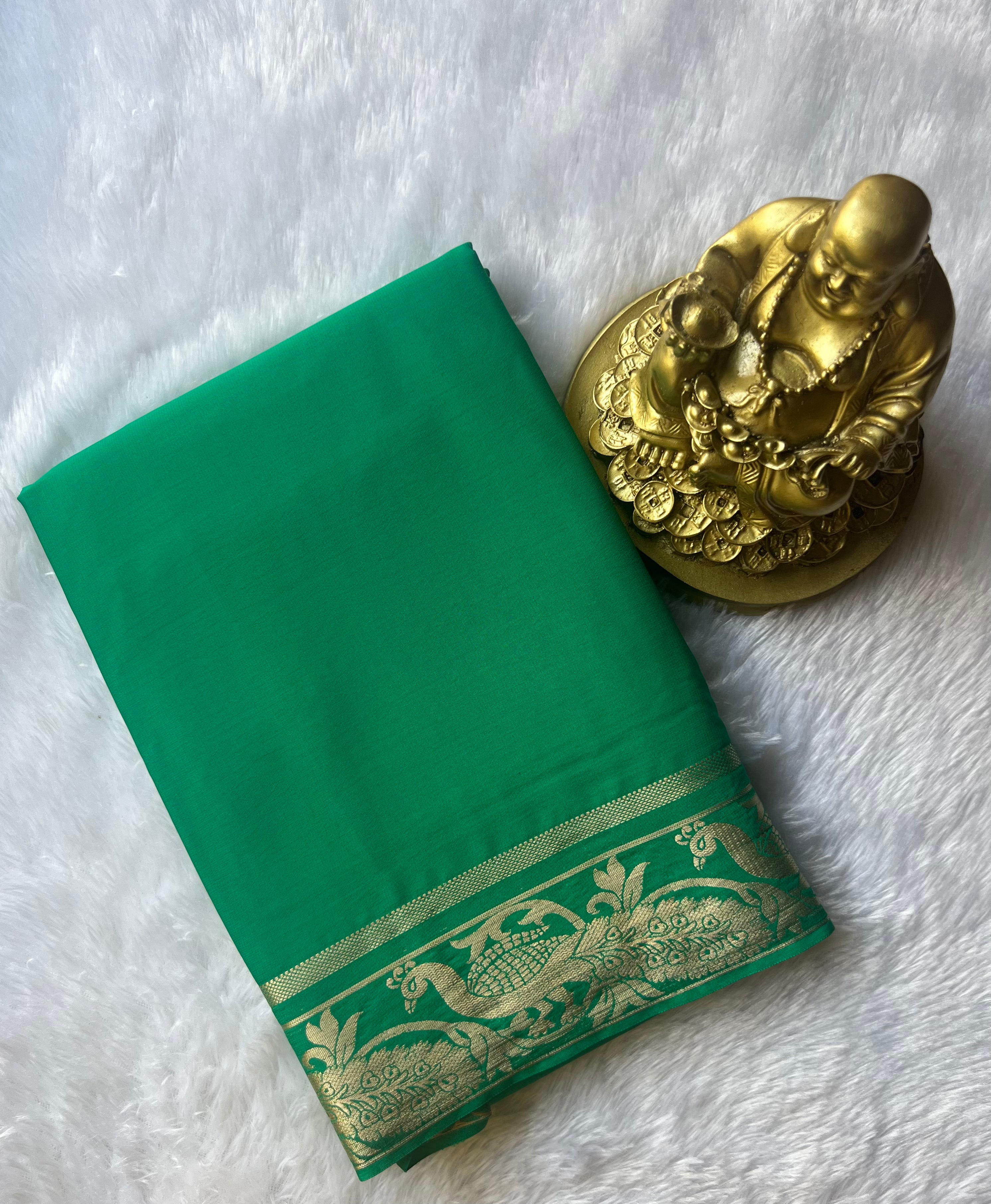 Semi Mysore Silk Mayura Border Self