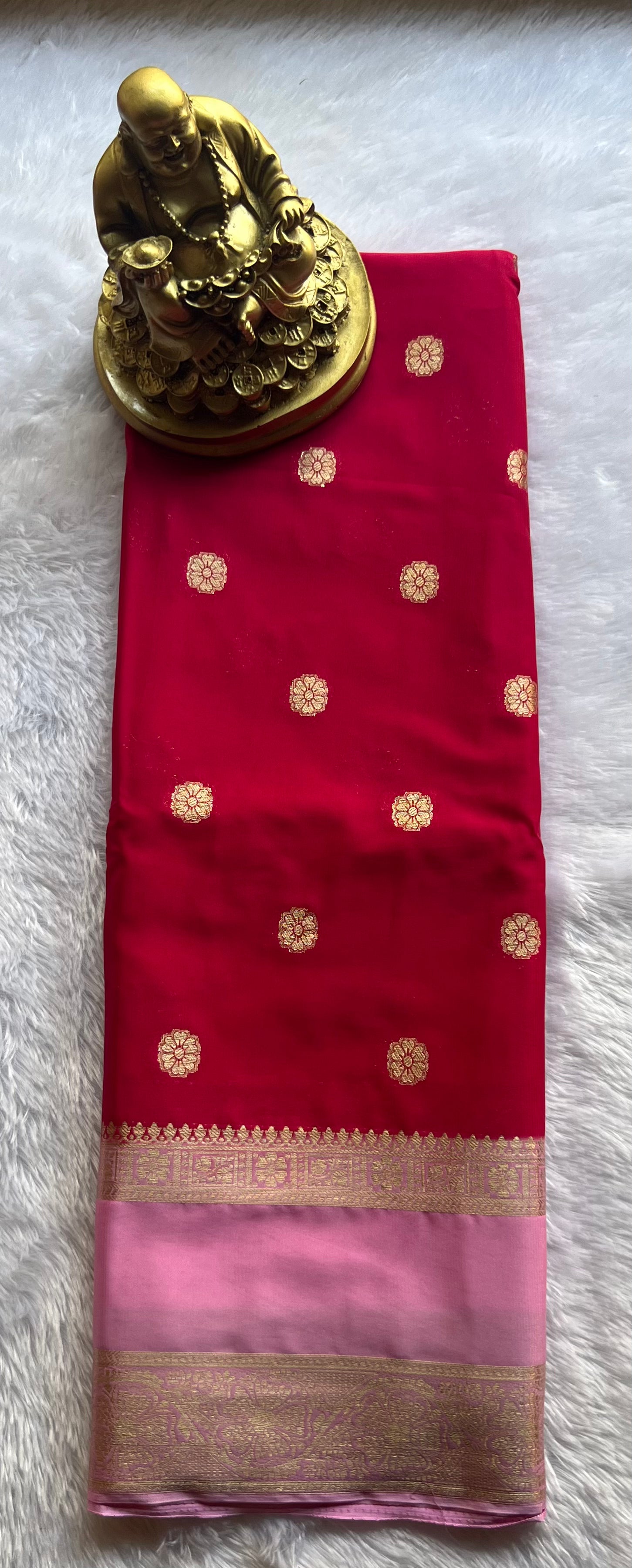 Semi Mysore Silk Flower Butta with Flower Bentex border