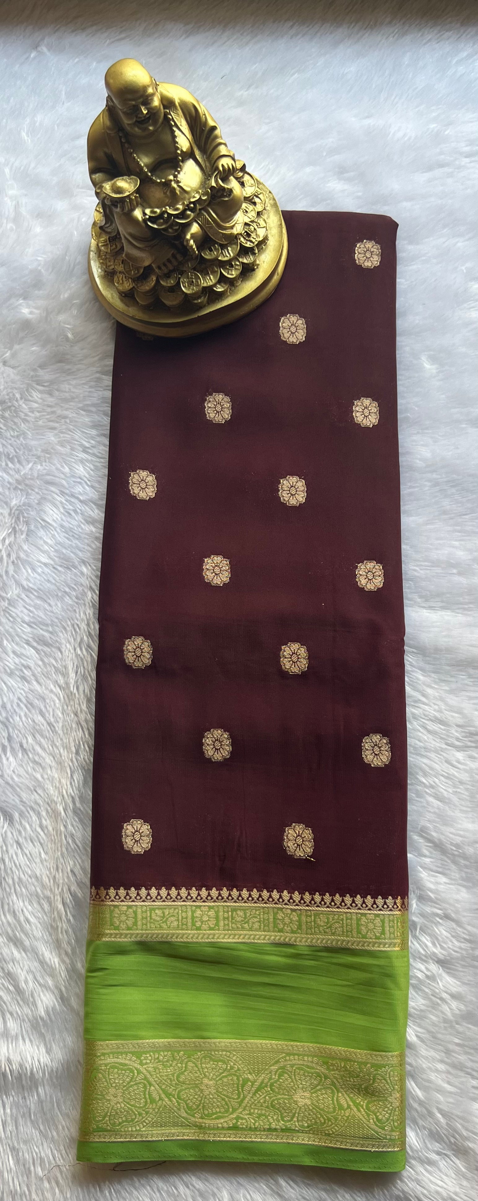 Semi Mysore Silk Flower Butta with Flower Bentex border