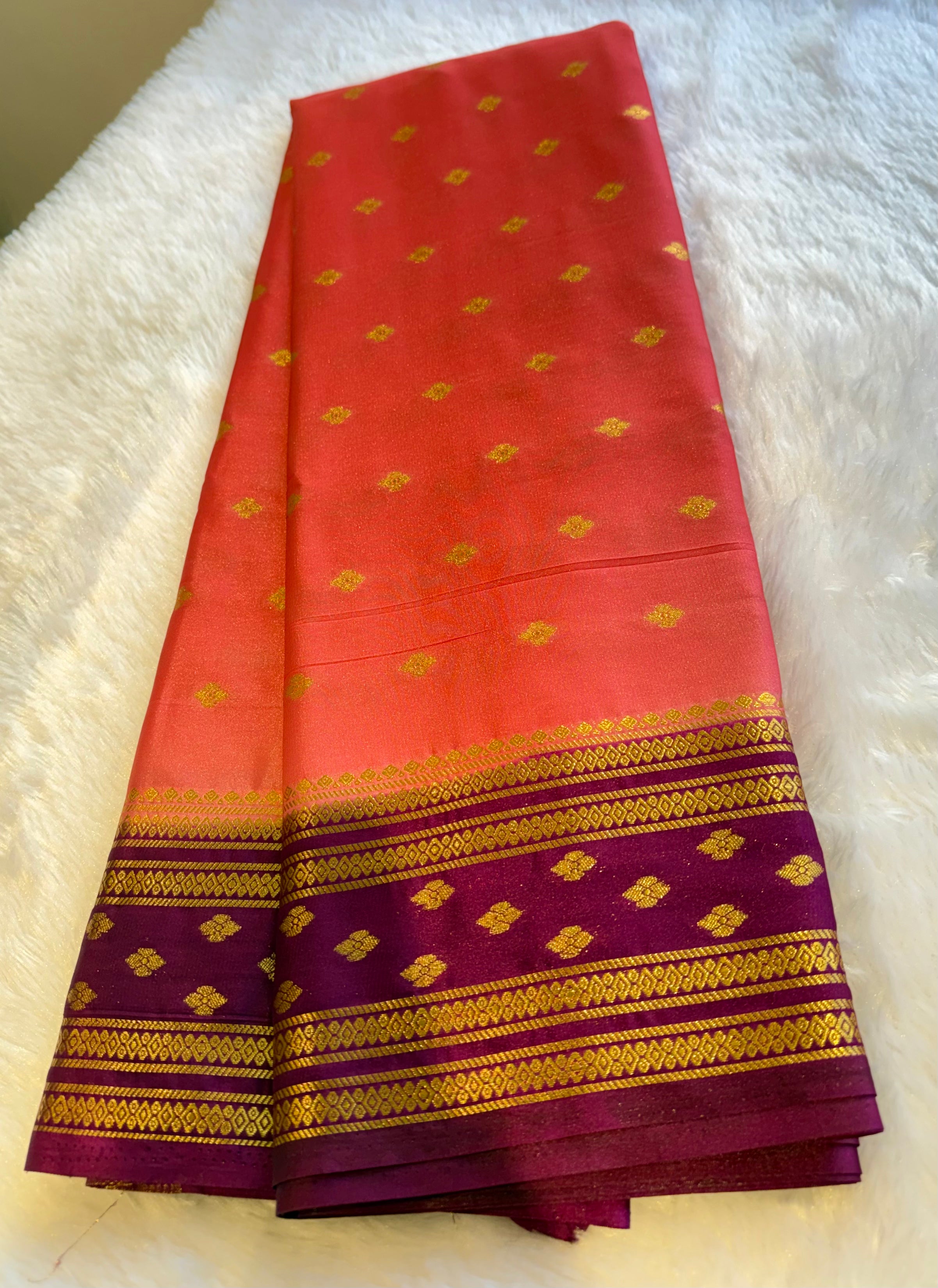 Semi Mysore Silk Saree with Buttas Small Border