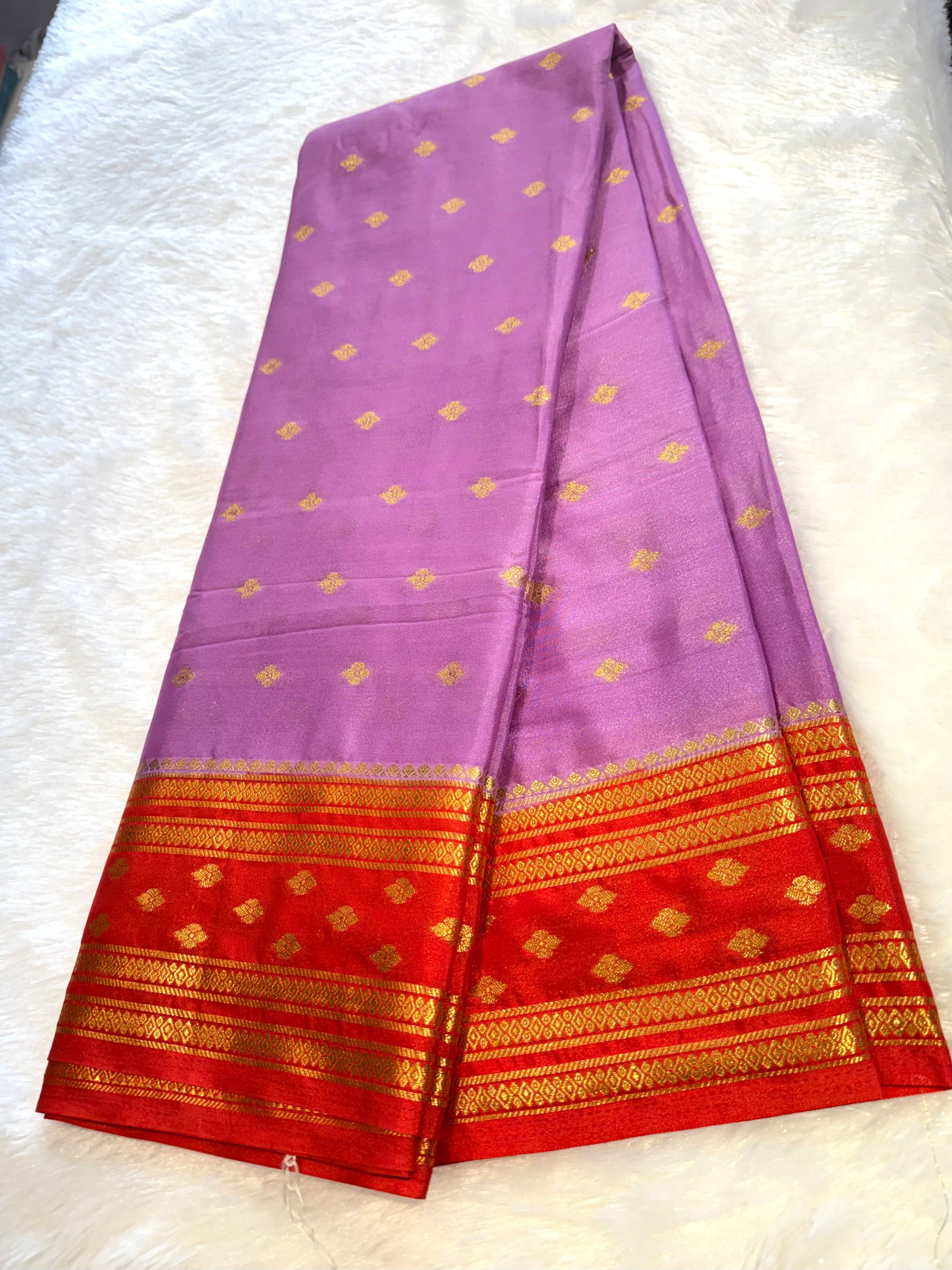Semi Mysore Silk Saree with Buttas Small Border