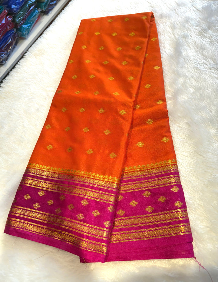 Semi Mysore Silk Saree with Buttas Small Border