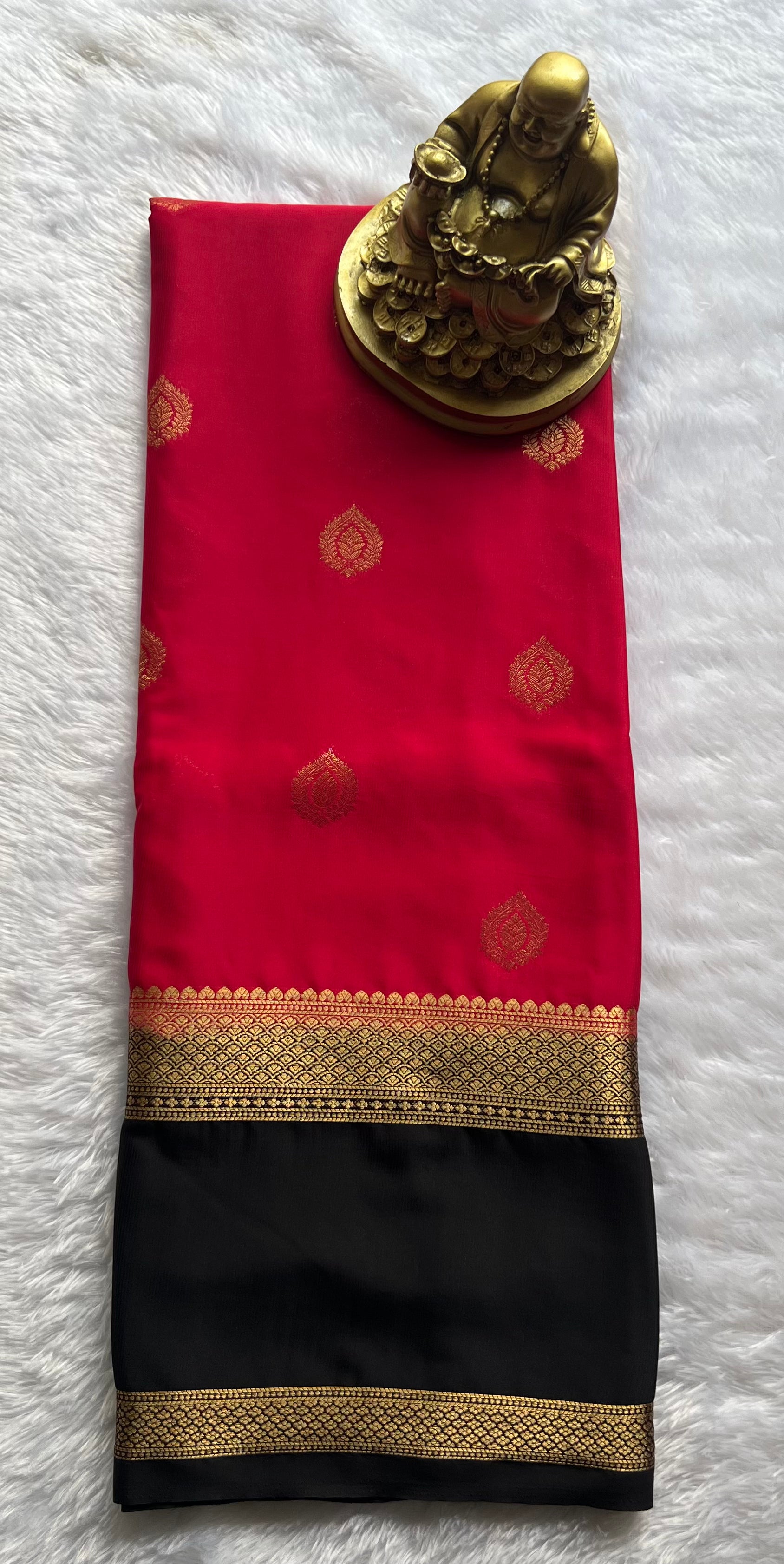 Semi Mysore Silk Big Butta with bentex border , Washable