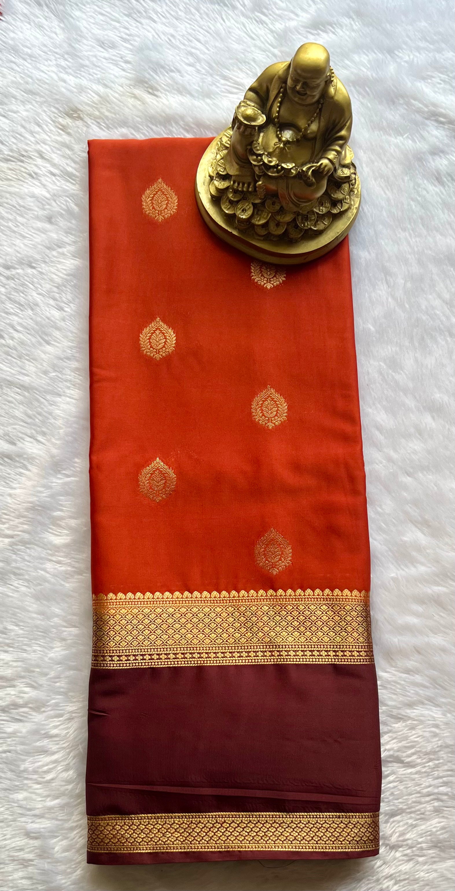 Semi Mysore Silk Big Butta with bentex border , Washable