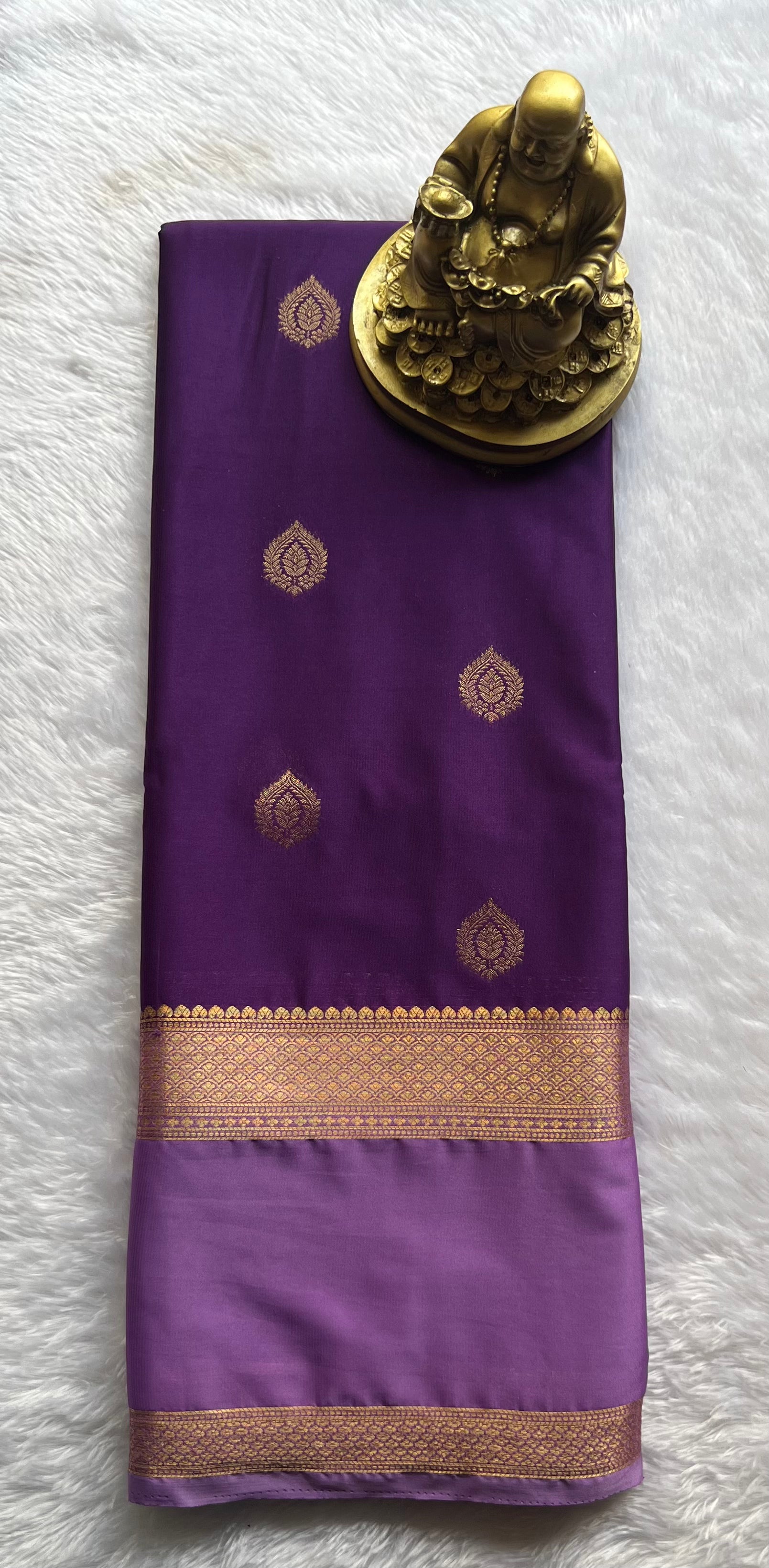 Semi Mysore Silk Big Butta with bentex border , Washable