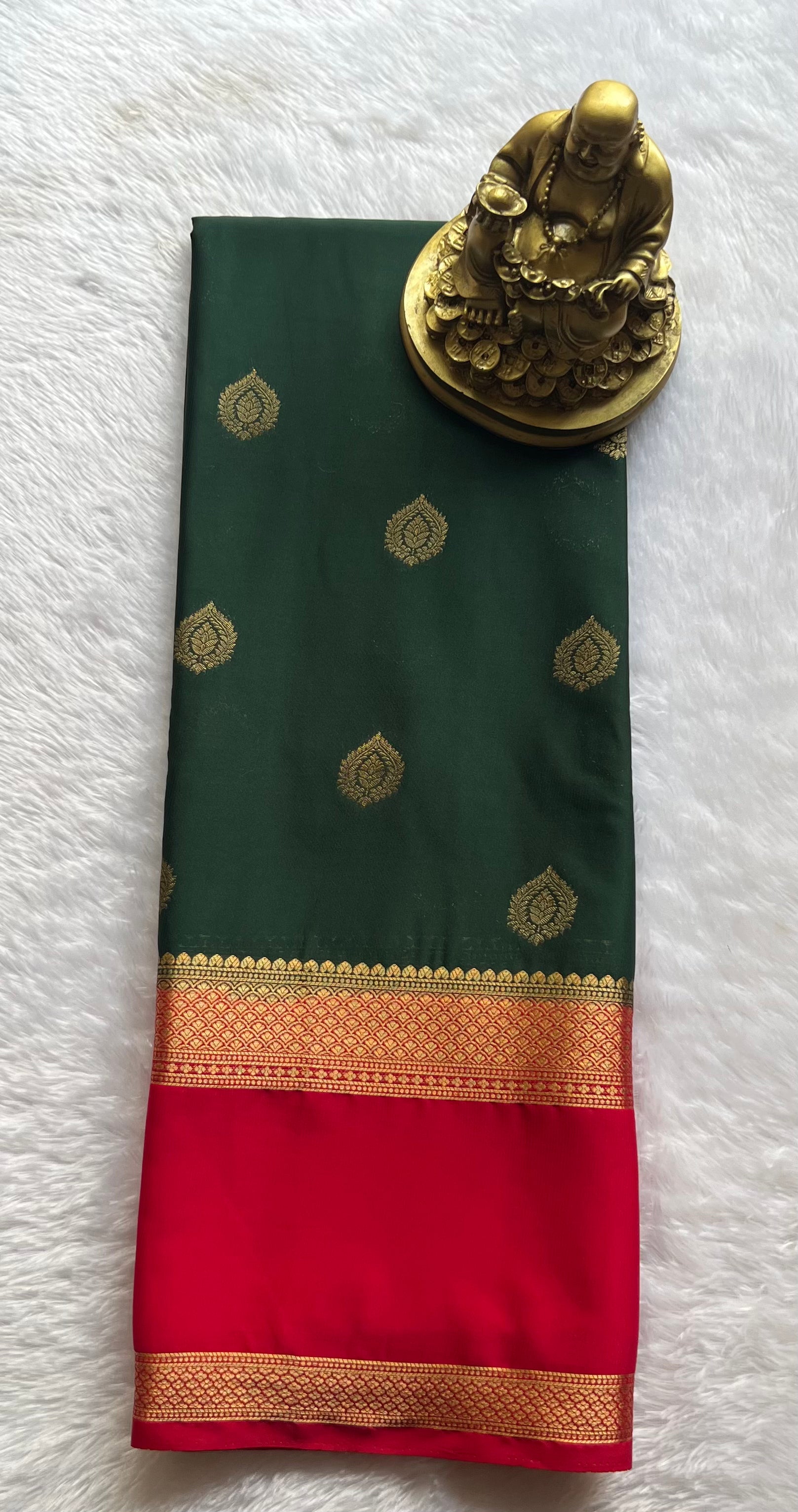 Semi Mysore Silk Big Butta with bentex border , Washable