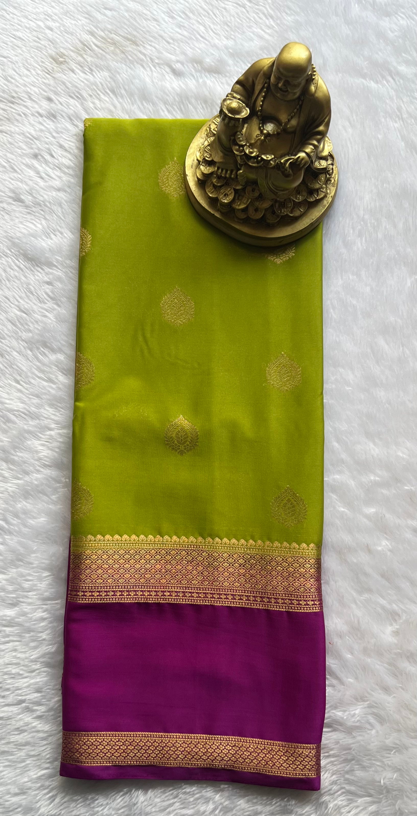 Semi Mysore Silk Big Butta with bentex border , Washable