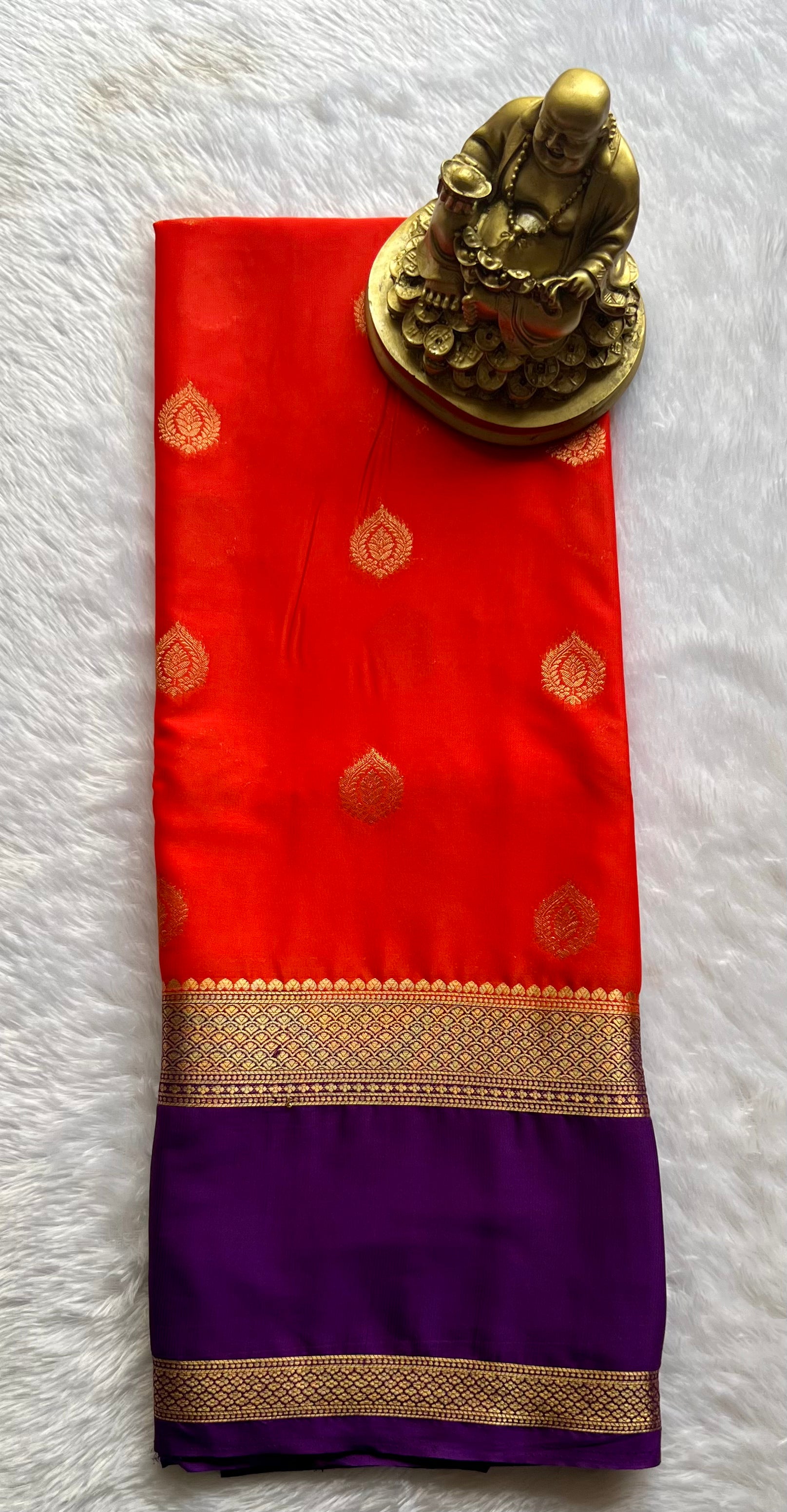 Semi Mysore Silk Big Butta with bentex border , Washable