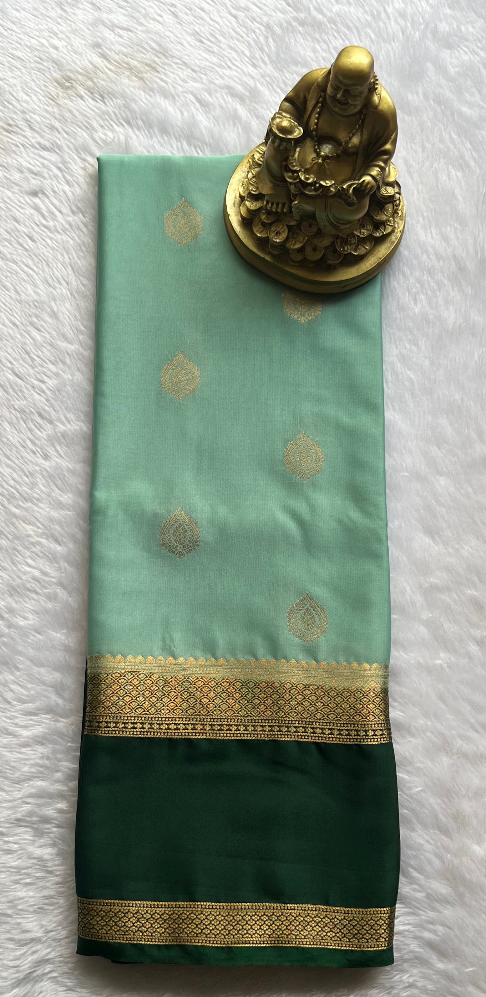 Semi Mysore Silk Big Butta with bentex border , Washable