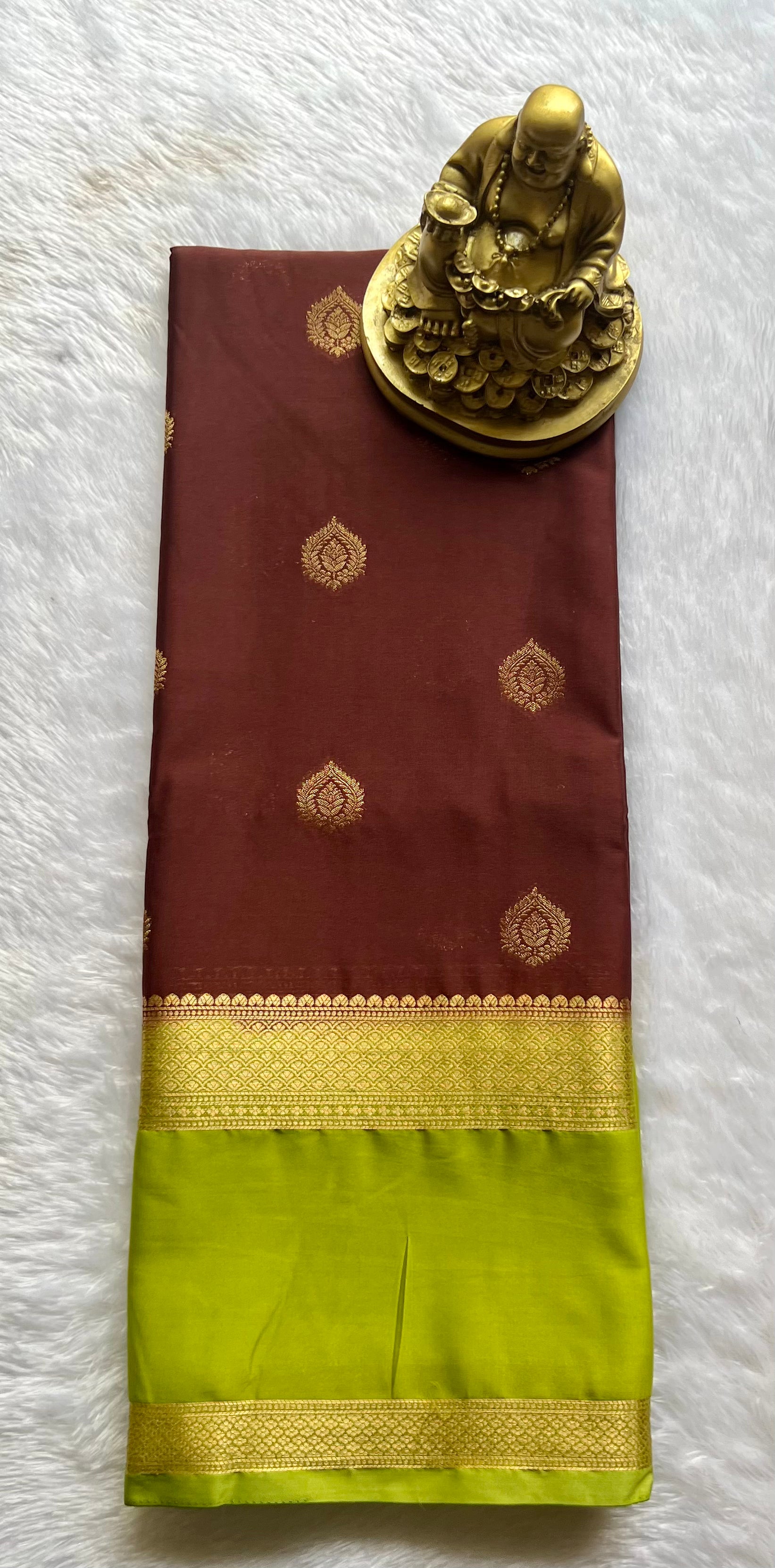 Semi Mysore Silk Big Butta with bentex border , Washable