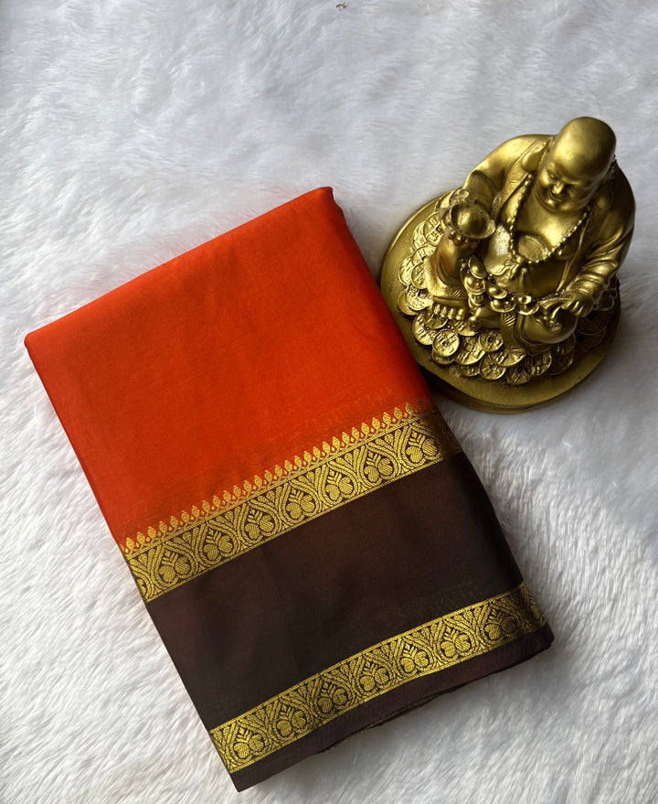 Semi Mysore Silk Double Mango Bentex Border Contrast, Washable