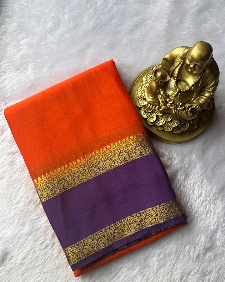Semi Mysore Silk Double Mango Bentex Border Contrast, Washable