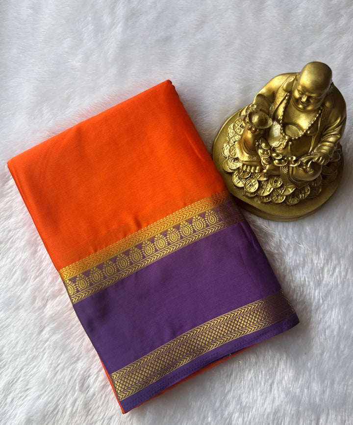 Semi Mysore Silk Bindhi n Patti Bentex Border Contrast, Washable