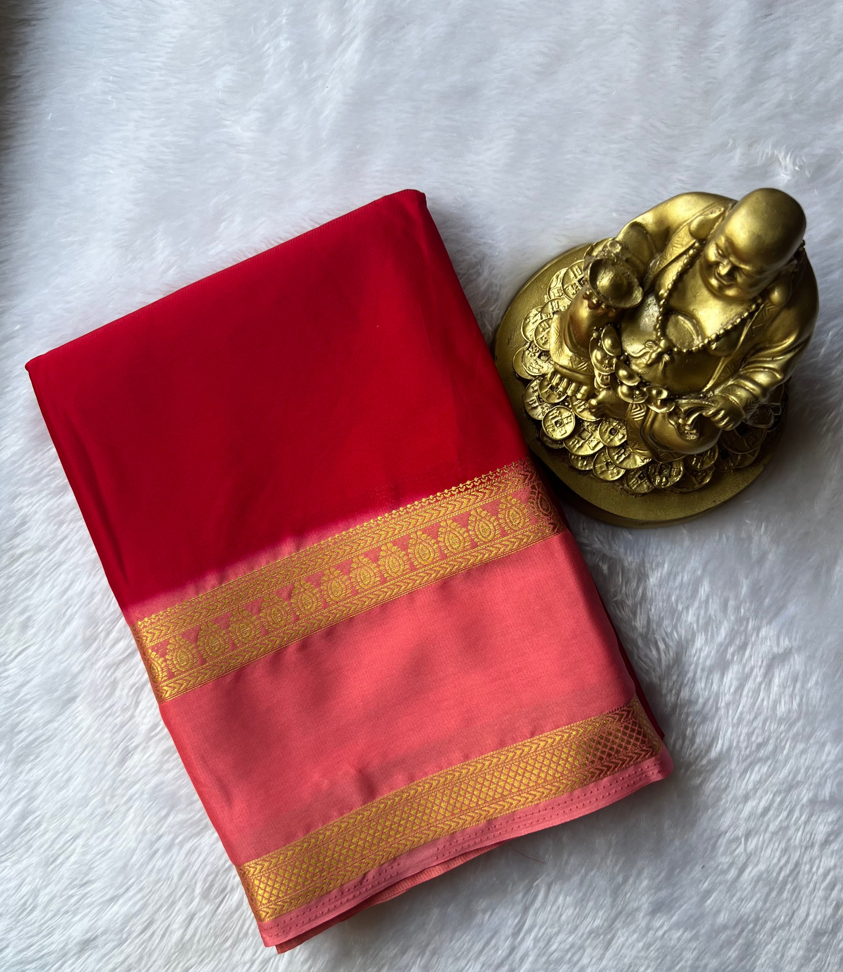 Semi Mysore Silk Bindhi n Patti Bentex Border Contrast, Washable