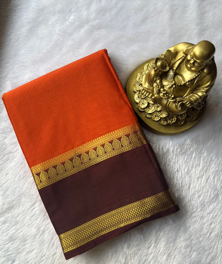 Semi Mysore Silk Bindhi n Patti Bentex Border Contrast, Washable