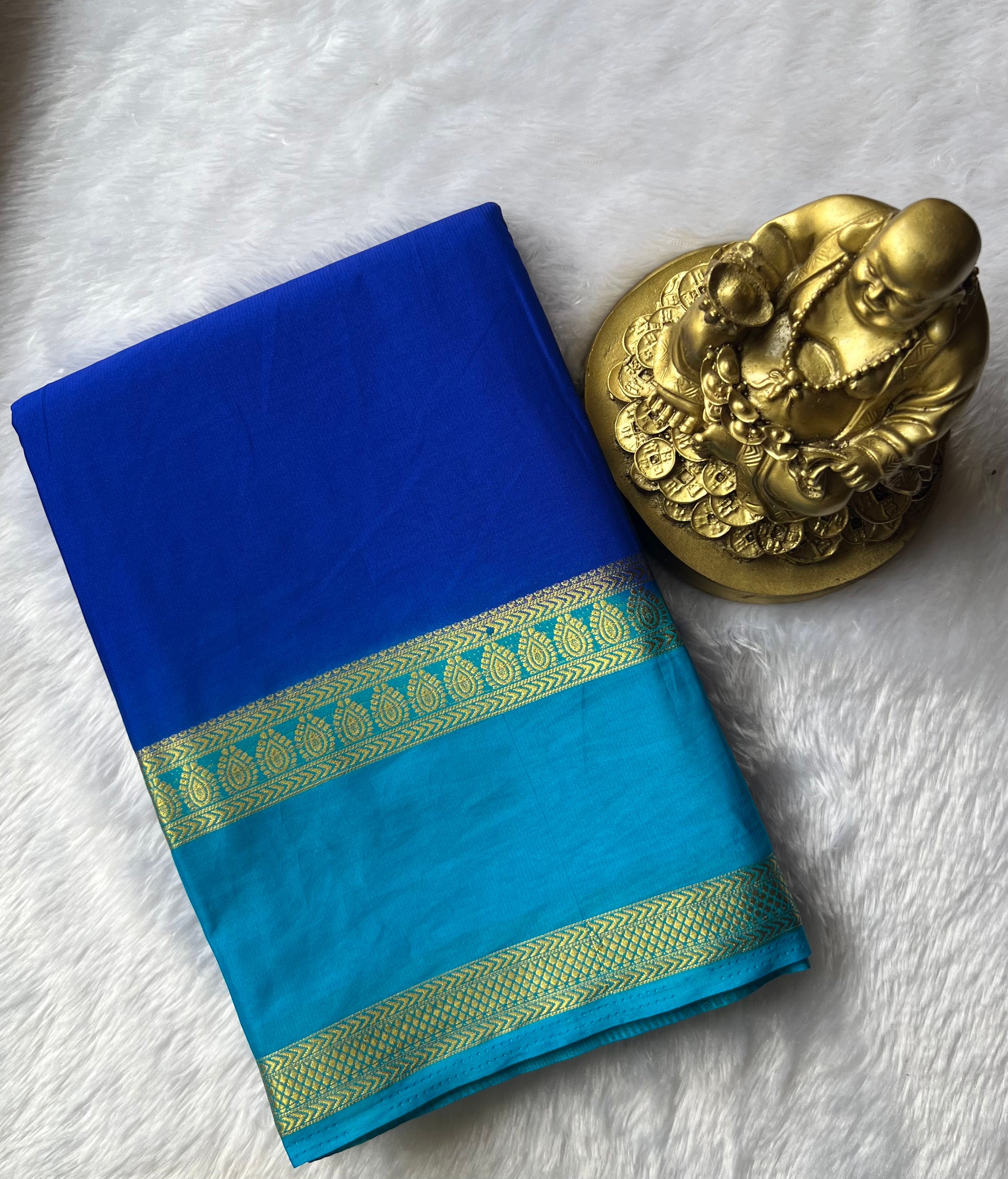 Semi Mysore Silk Bindhi n Patti Bentex Border Contrast, Washable