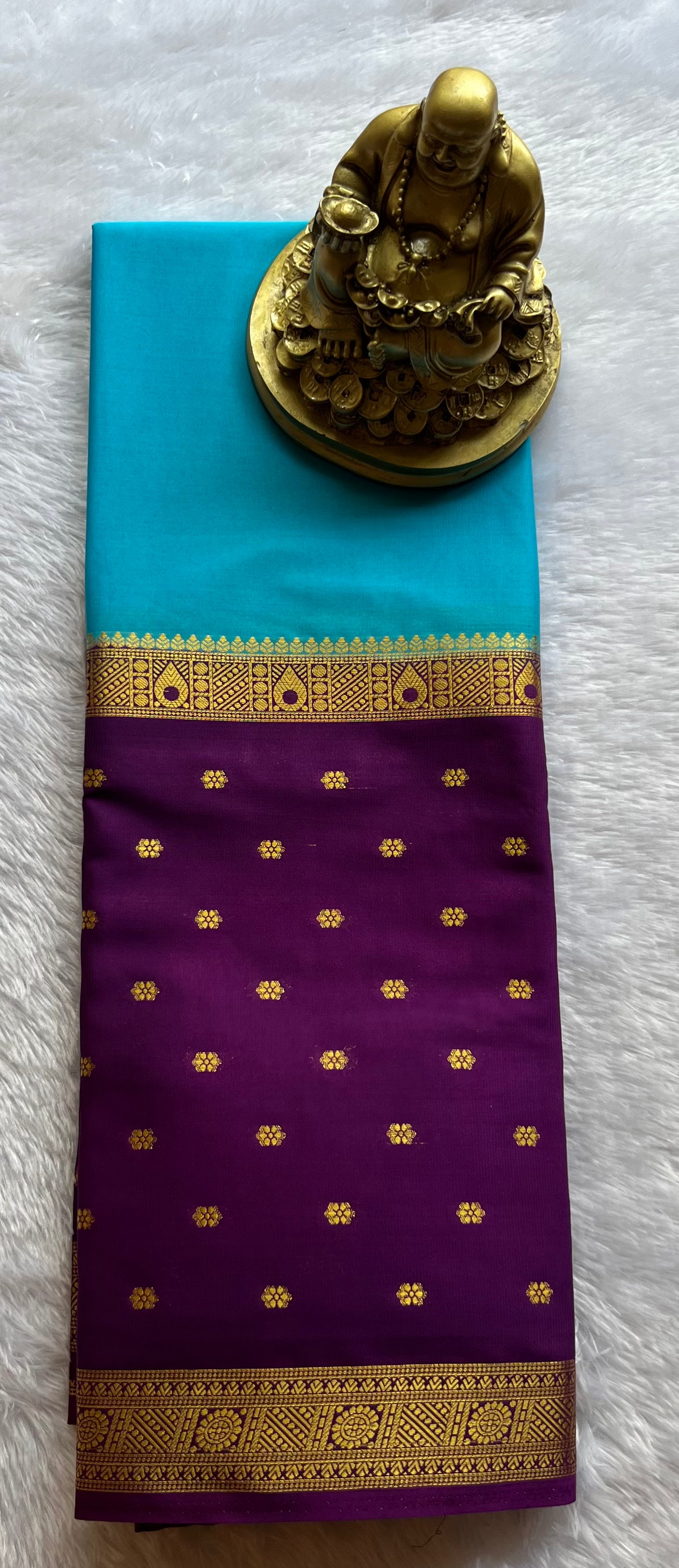 Semi Mysore Silk Mango 2 D Butta Border