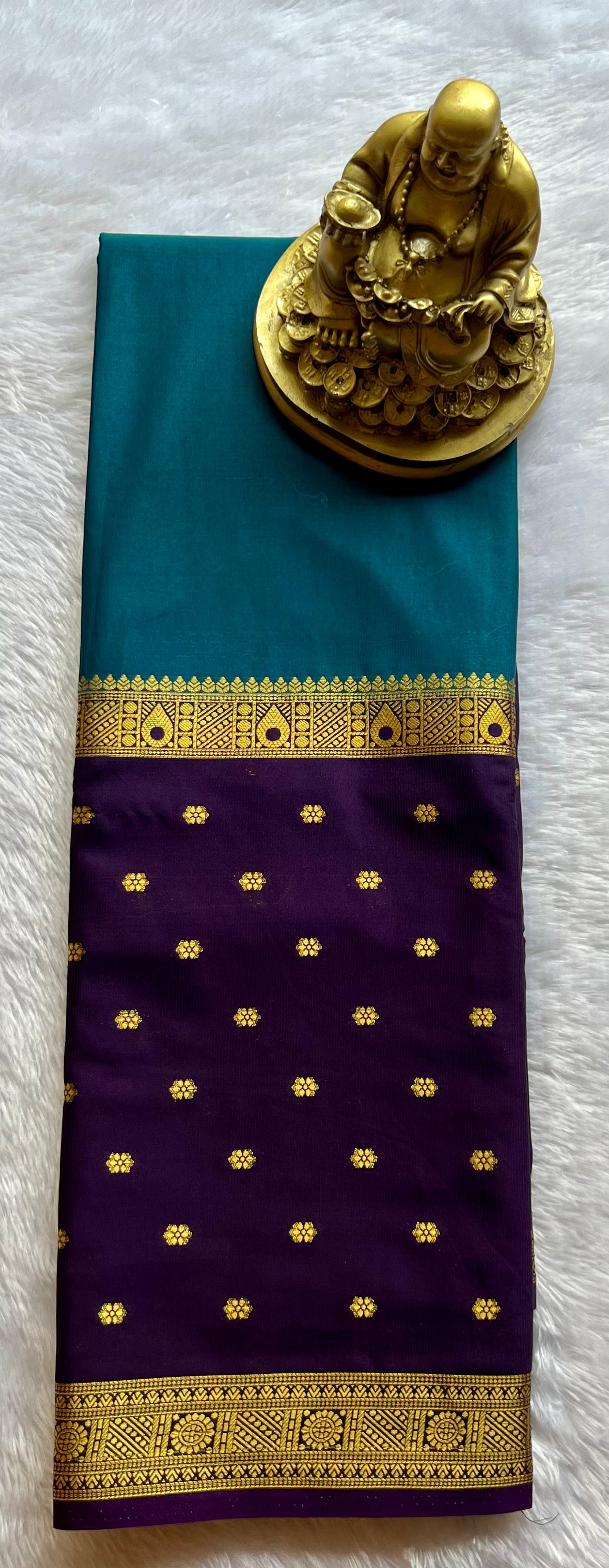 Semi Mysore Silk Mango 2 D Butta Border