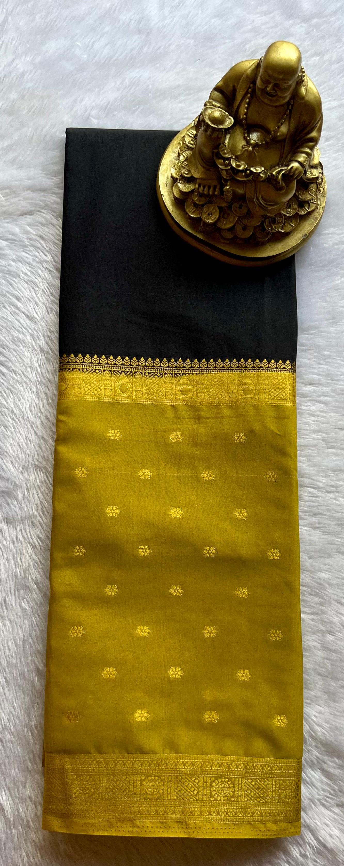 Semi Mysore Silk Mango 2 D Butta Border